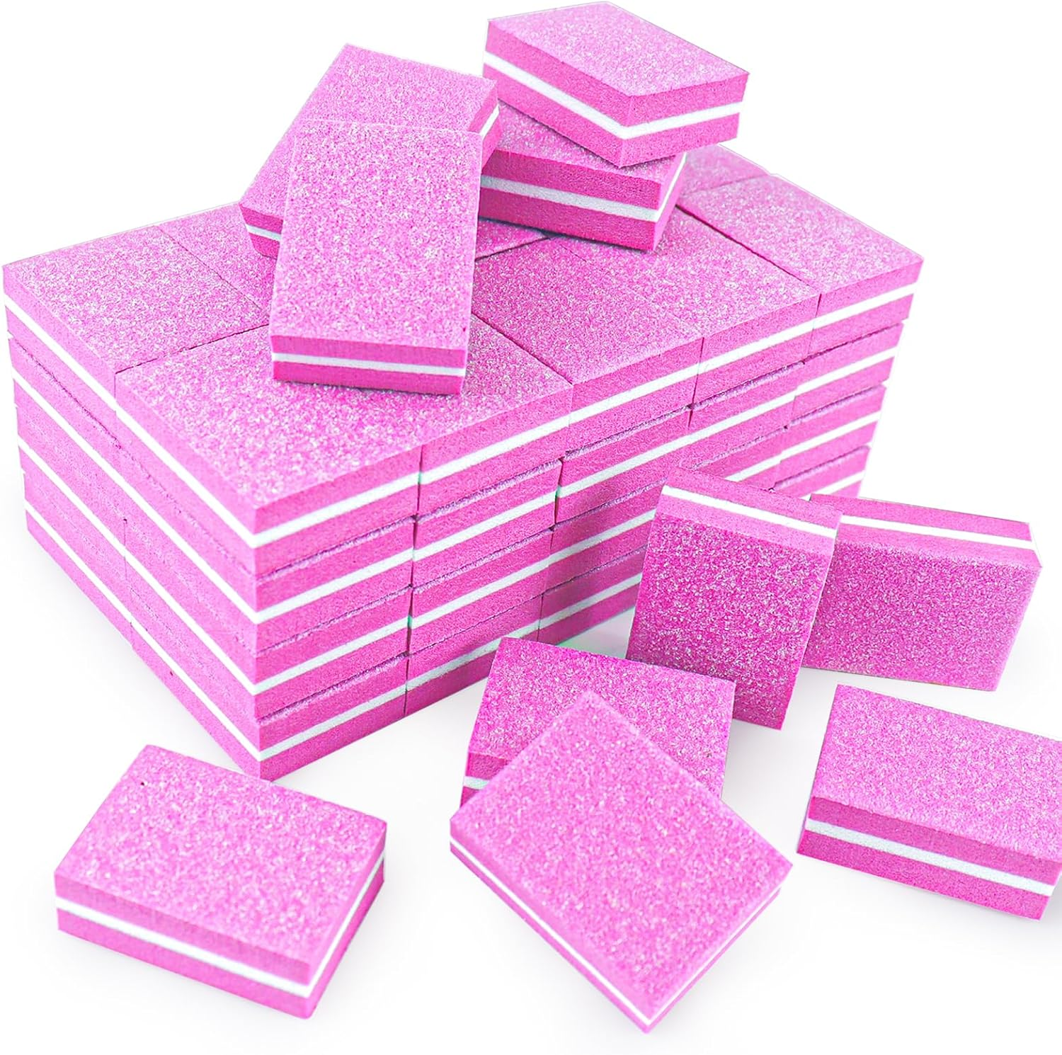 50Pcs Pink Sponge Nail Buffers,100/180 Grit Mini Nail Files,Mini Buffer Block Nail File for Acrylic & Natural Nails,Double-Sided Buffing Blocks for Manicure & Pedicure, Salon & Home Use image number 5