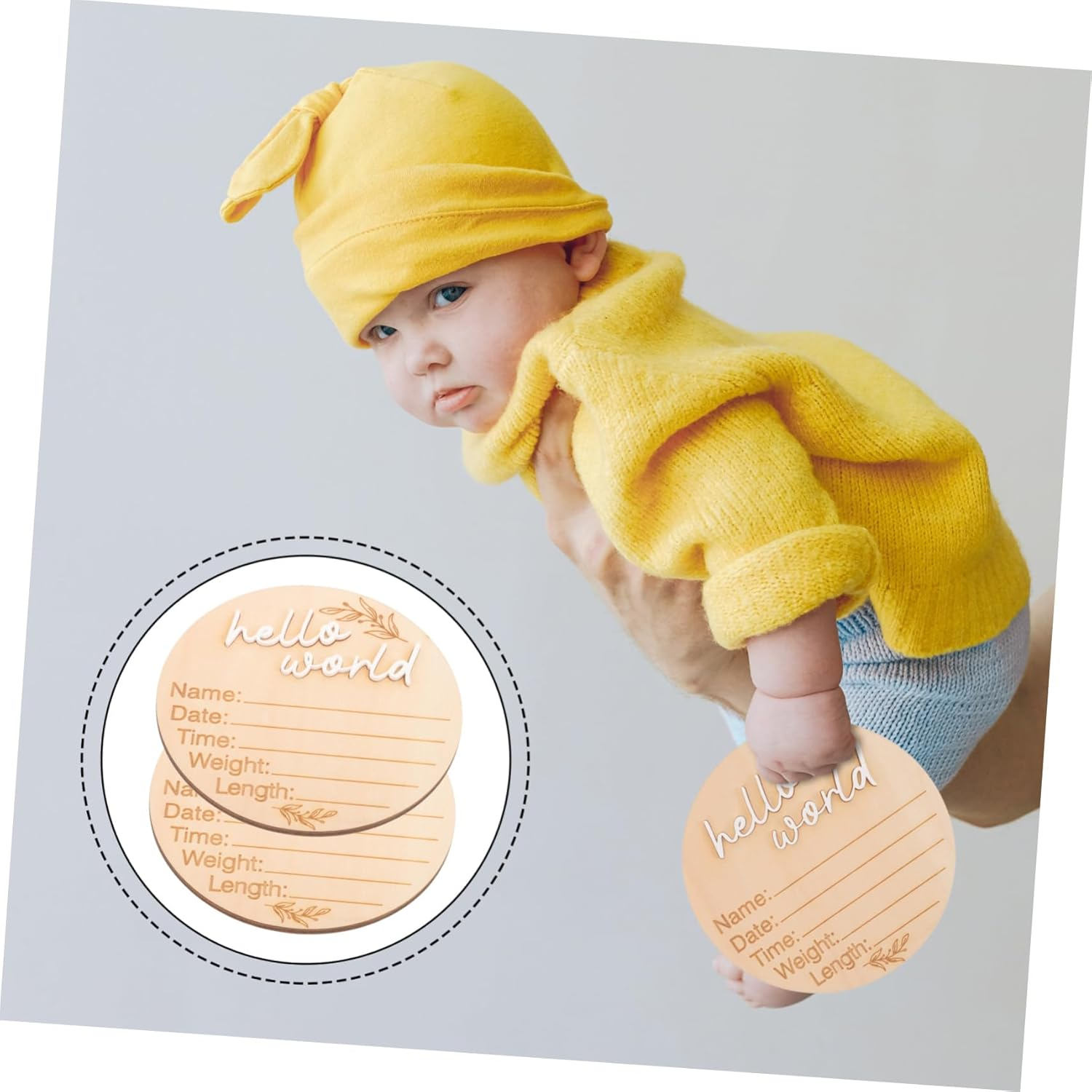 2Pcs Name Announcement Sign Newborn Keepsake Plaque for Nursery Decor for Birth Announcements Photography Polished Natural Design image number 4