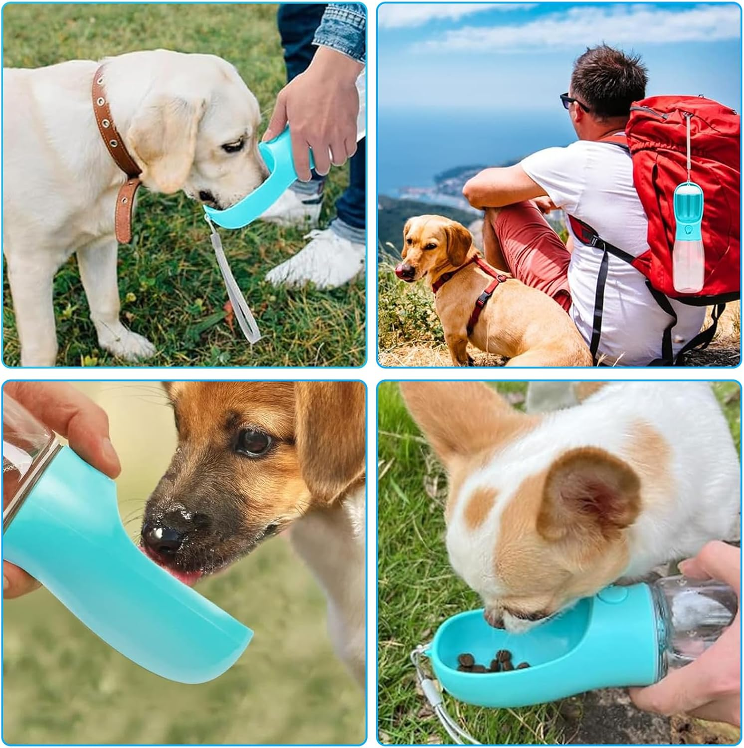 Portable Pet Water Bottle, 550 Ml, Dog, Cat, Pets, Leak-Proof Water Bottle with 100 Ml Dog Food Cup, Perfect for Dogs on the Go, Leak-Proof Outdoor Water Bottle (Blue) image number 3