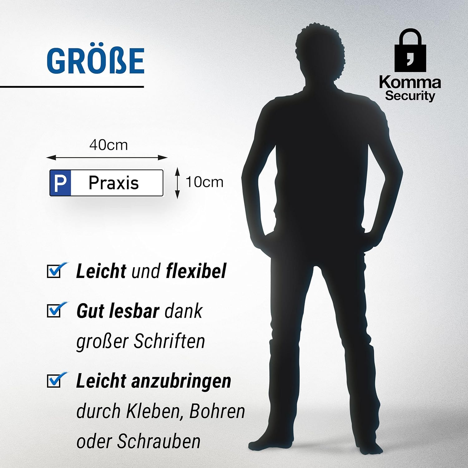 Komma Security Parking Space Praxis Doctor'S Practice Heilpraxis Plastic Sign Notice Sign Private Parking Space Private Property Parking Sign Reserviert - Parking Space Freihalten Praxis