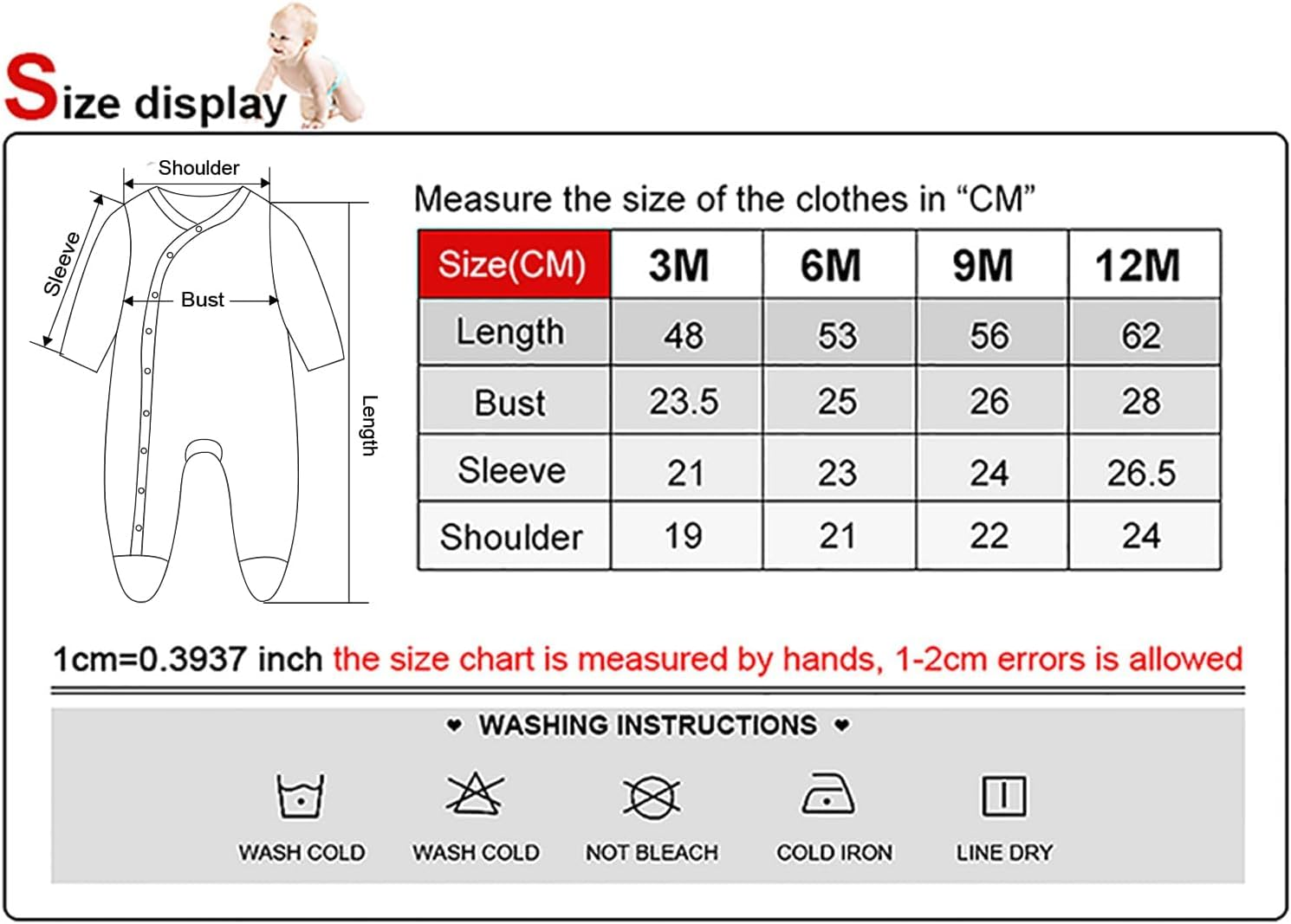 JELYLOVE Unisex Baby Boy Girl Footies Rompers Cotton Long Sleeve 3 Pack Infant Jumpsuits 0-12Months Babies' Outfits image number 3
