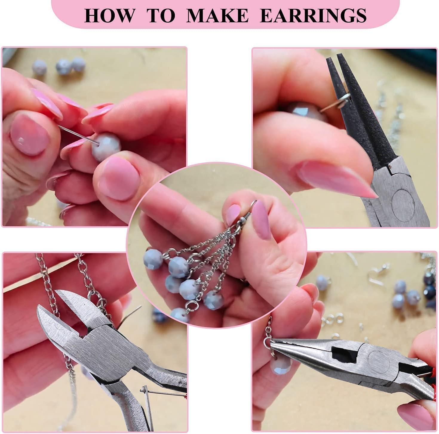 KEWAYO Jewelry Making Supplies Kit, Repair and Beading Supplies Kit with Craft Ring Wire, Tools, Pliers and Jewelry Findings image number 3