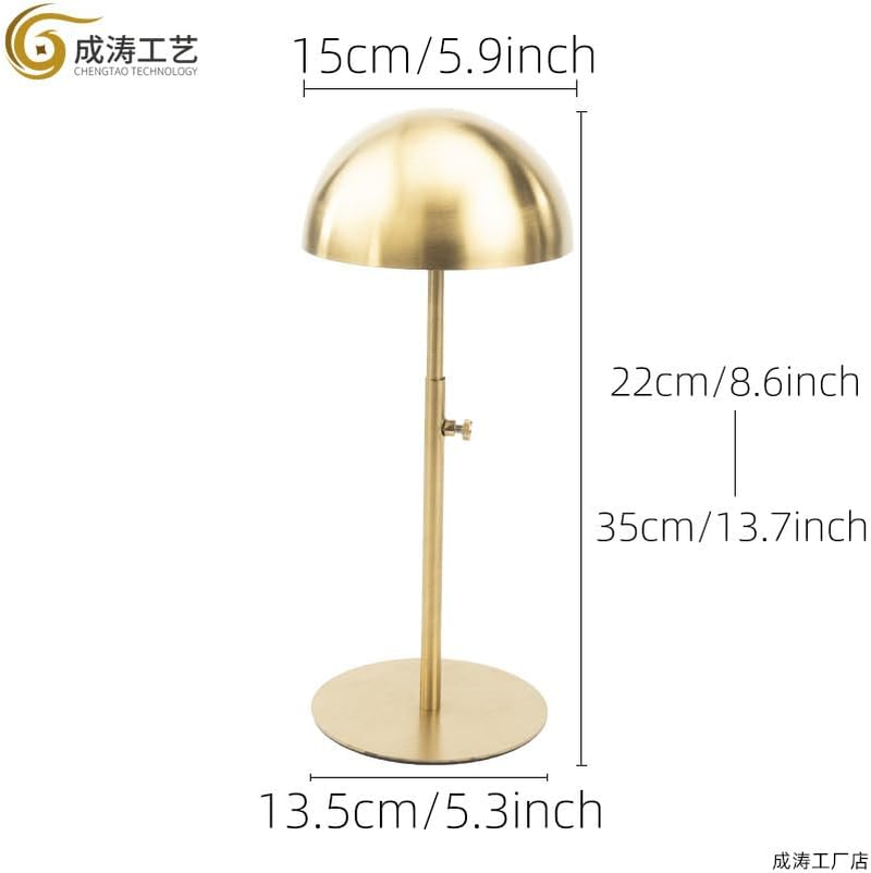 MAGICLULU Metal Wig Stand Holder Hat Stand Display, Dome Shape Hat Stand Adjustable Height Wig Head Holder Hat Storage Stand Freestanding Wig Stand for Decoration Display Storage