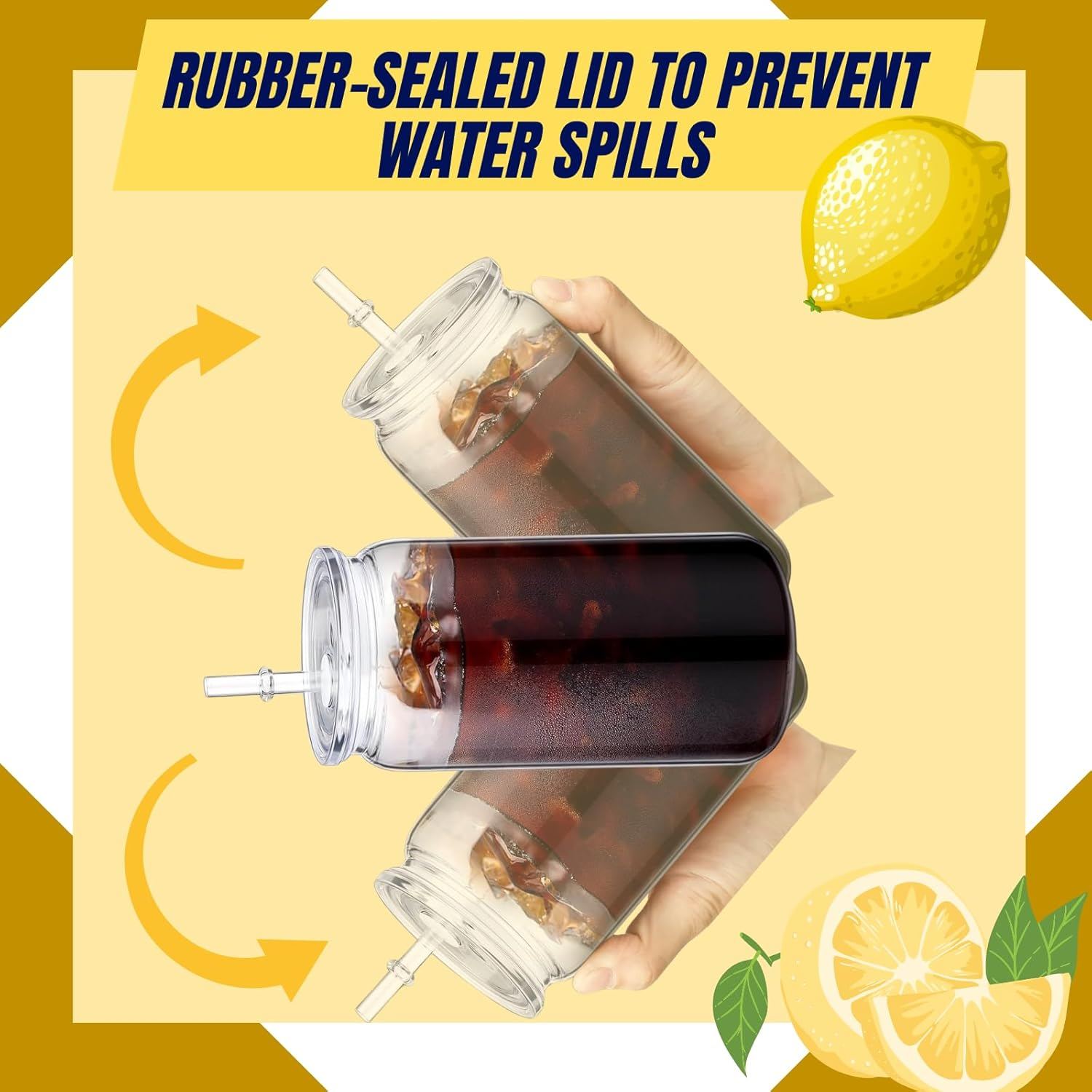 SUBCUB 25 Pack Clear Acrylic Mason Jar Plastic Tumblers with Lids and Straw 16Oz Plastic Cups Bulk Clear Drinking Plastic Beer Can Cups Iced Coffee Juice Cup for Smoothies, Milk, Coffee (No Brush) image number 3