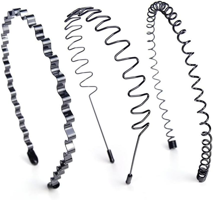 Aoozleny 6Pcs Unisex Wavy Headband Metal Hair Hoop Ordinary Headwear Hair Accessories Spring Headband for Men Women'S Hair