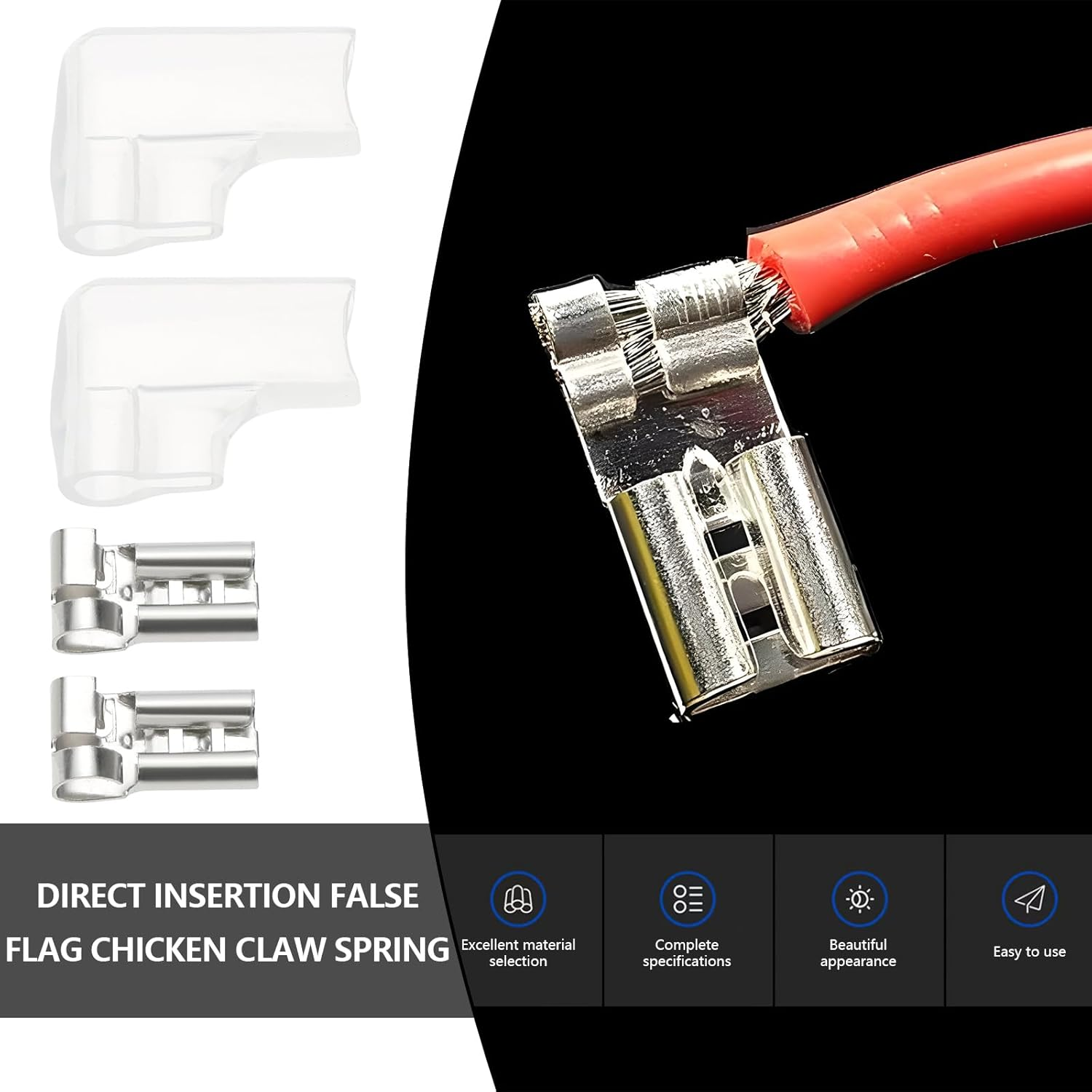 Be in Your Mind 100Pcs 4.8Mm Right Angle Female Spade Crimp Terminals with 100Pcs PVC Insulating Sleeves Fits Wire Size 14-22 Awg/0.3Mm to 2.0Mm for Equipment Switch