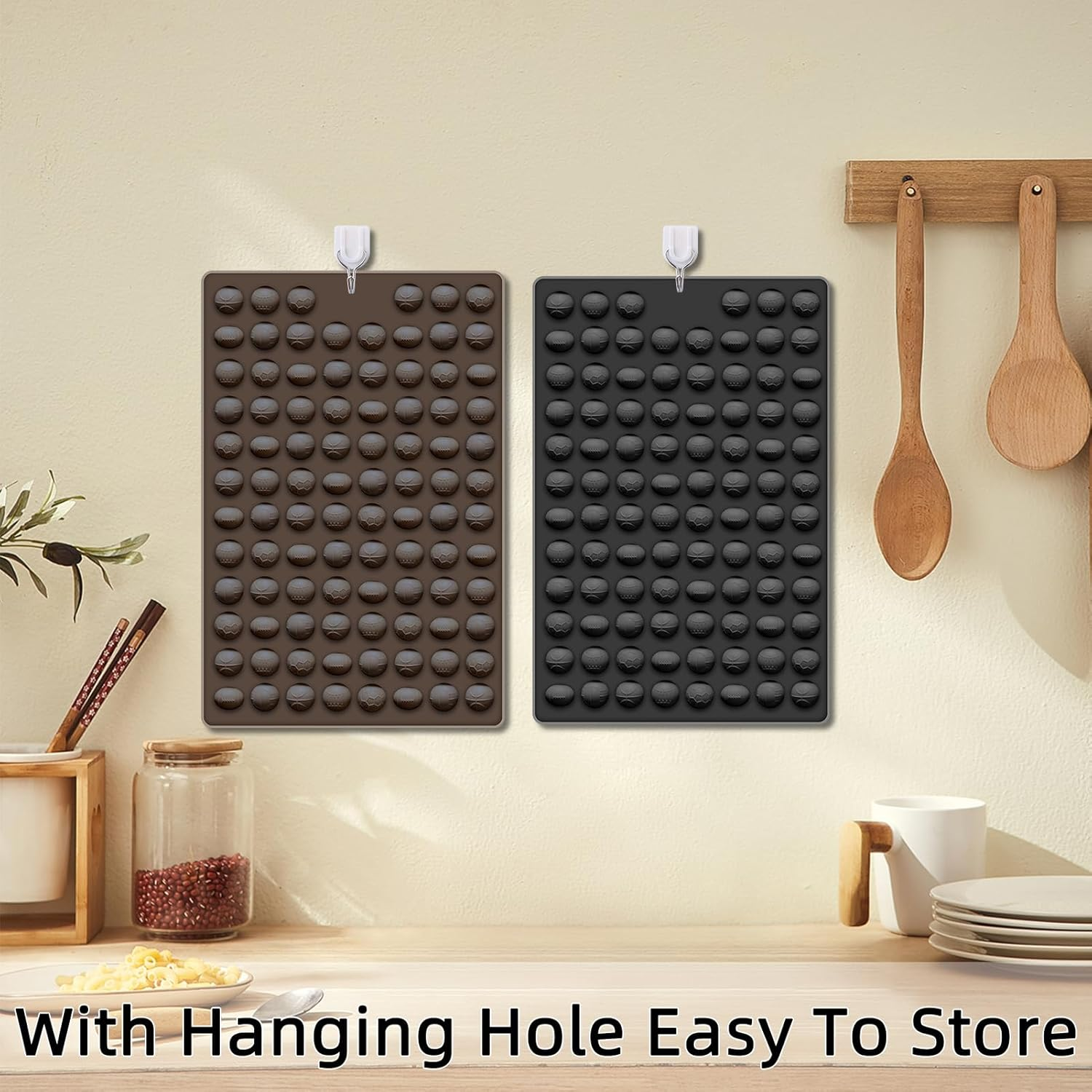 2 PCS Gummy Balls Candy Molds,Soccer Basketball Rugby Silicone Molds,188 Cavity Mini Silicone Mold for Chocolate, Fondant, Candy, Biscuits, Cookie, Jelly and Dog Training Commands Concept image number 2