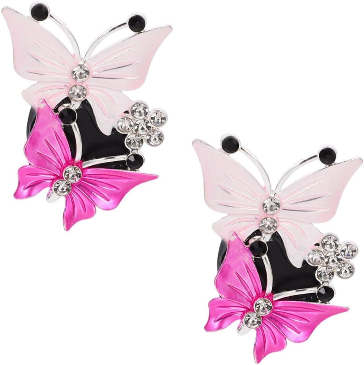 Lexziuo 2PCS Sparkly Butterfly Car Air Freshener Clips, Elegant Rhinestone Vent Clips for Women, Quick Install Automotive Accessories, Car Vent Decor, Fragrance Holder for Car