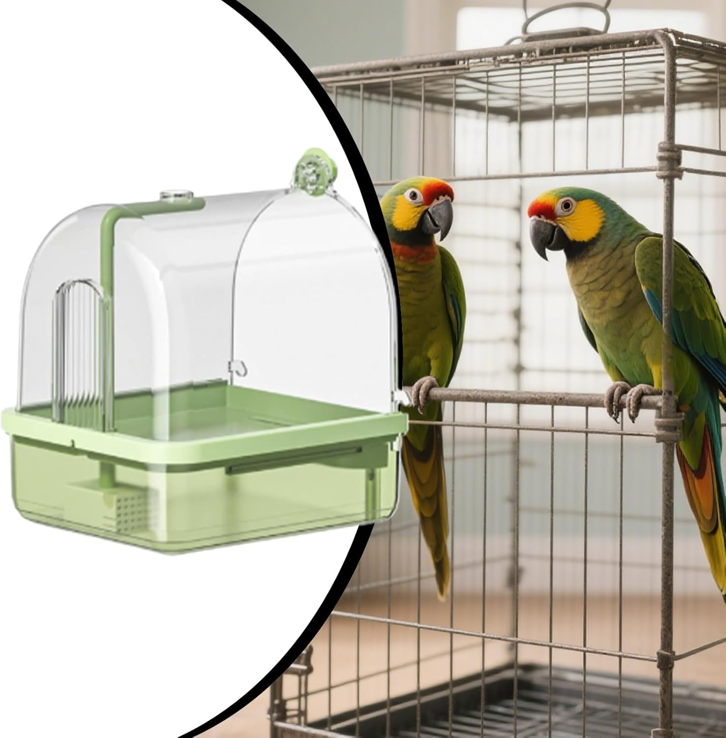 Automatic Bird Baths for Cage 22.5X20X26Cm Parakeet Bath Stand Bathtub with 2 Modes Shower Cage Accessory for Pet Birds Conure Budgies Cockatiels Lovebird image number 1