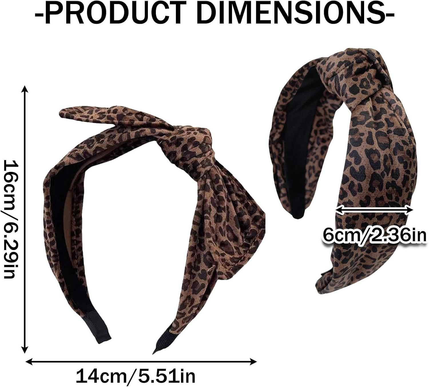KASESSS 2 Pack 6Cm Wide Leopard Print Headbands for Women, Knotted Top Headband Fashion Accessories, Elastic Bow Head Bands Hair Accessories, Headbands for Girls for Daily Wear, Party, Facial Care image number 2