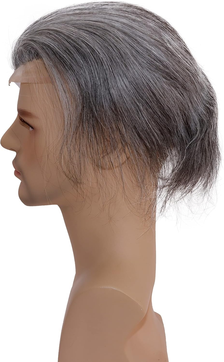 Lishy Toupee for Men Hair Pieces 100% European Virgin Human Hair Replacement System 10" X 8" Mono Lace with PU around and Swiss Lace Front Toupee Men Hair Piece 1B Mixed 60% Grey Hair