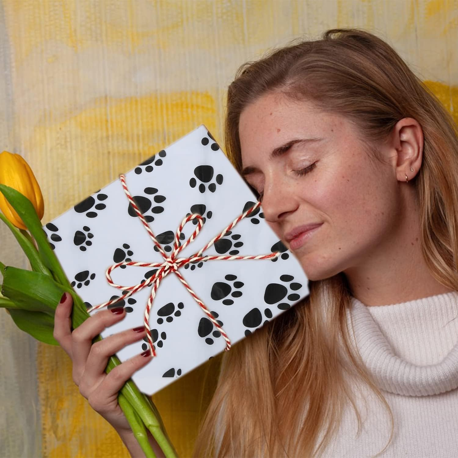 30Pcs Tissue Paper Sheets, 20X14In Dog Paw Tissue Paper Cute Tissue Paper Bulk for Packaging Christmas Wedding Birthday Party DIY Crafts Arts (White Background) image number 6