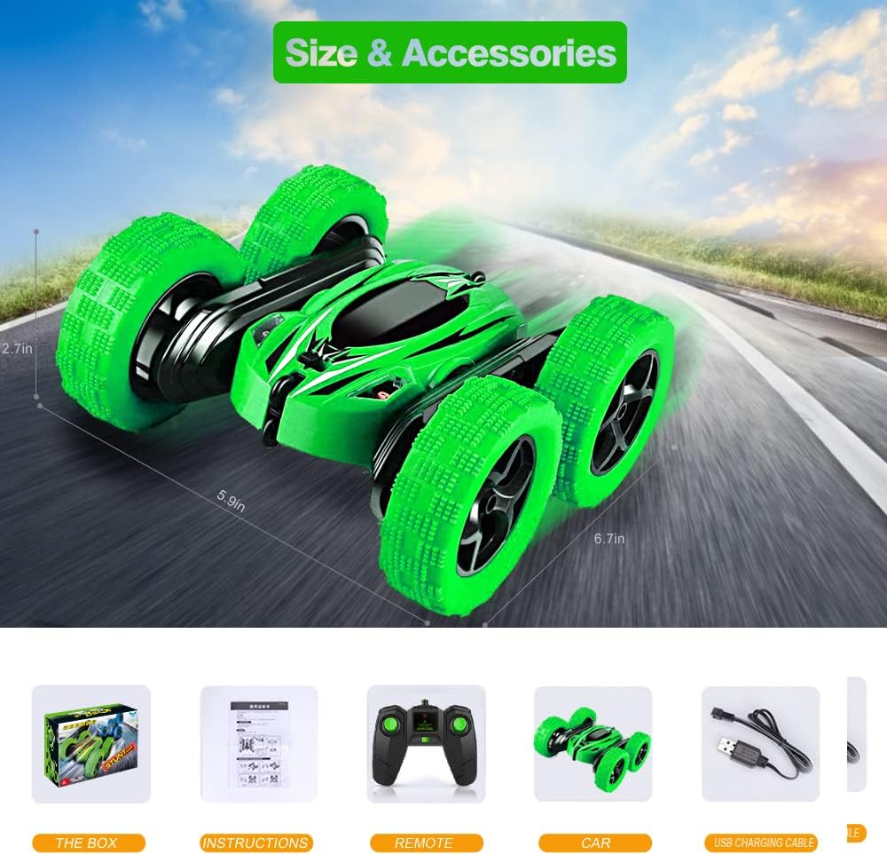 Boy-Toys-Remote-Control-Car-Rc-Cars: Transform Stunt Trucks with 4 Battery 2.4Ghz Controller and 4 WD, Double Rotating Vehicles 360&deg; Flips, Kids Birthday Gifts for Age 5 and up Year Old Boys & Girls