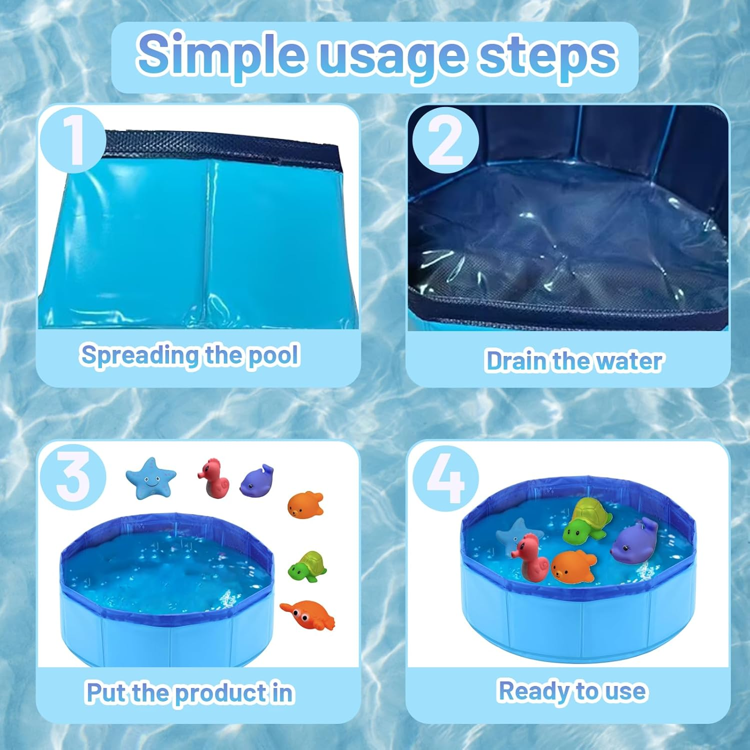 Cat Pool, 30 X 10 Cm Non-Slip Cat Tub, Swimming Pool for Dogs and Cats in Summer, Mini Pool for Kittens and Puppies for Playing and Bathing (Blue) image number 6