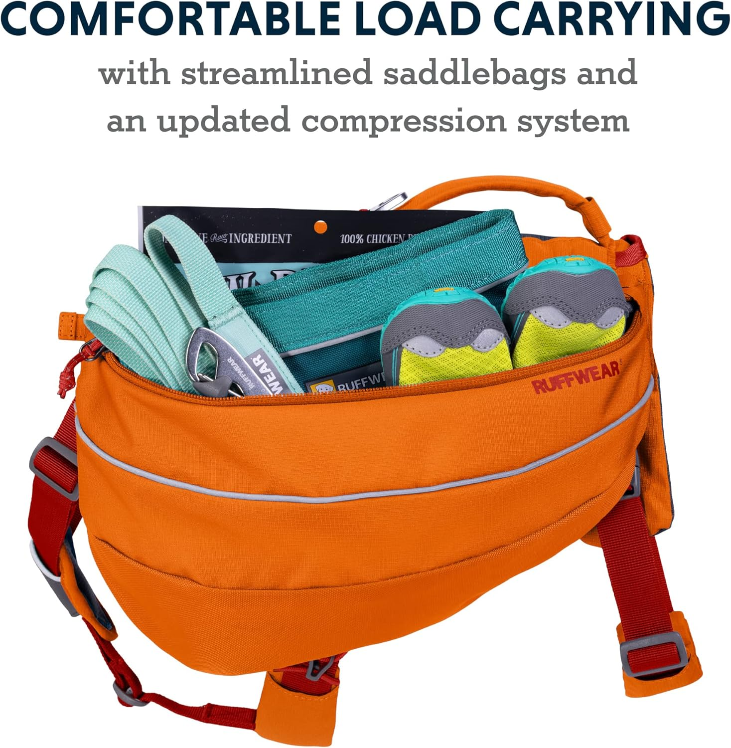 RUFFWEAR Approach Pack, Dog Backpack Carry Storage Bag with Integrated Harness & Pockets, Lightweight Wearable Pet Walking & Camping Accessory with 2 Leash Attachment Points, Campfire Orange (Medium)