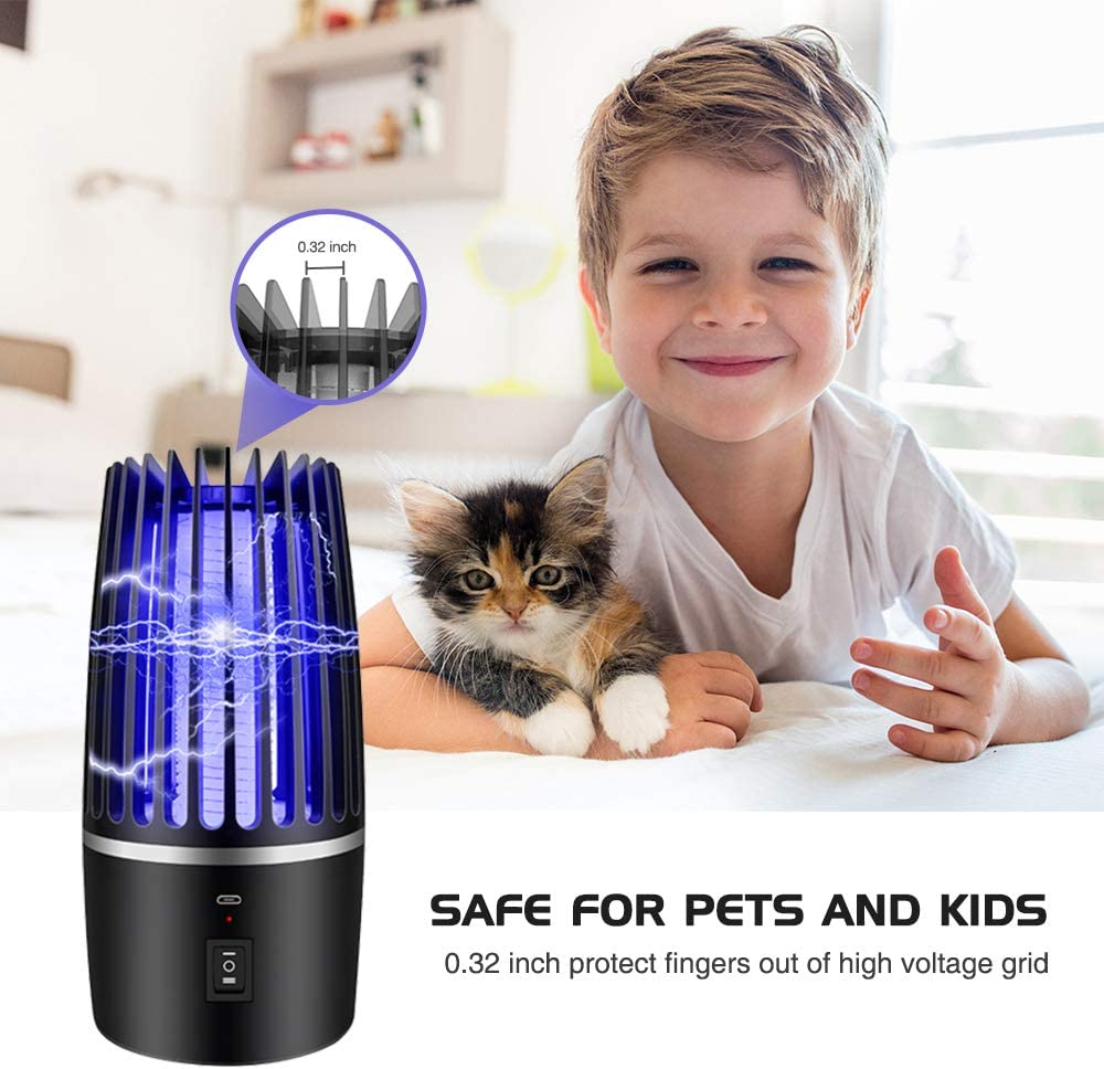 Bug Zapper, 2 in 1 Mosquito Killer Lamp, Portable Zappers with Night Light, 4000Mah USB Rechargeable Mosquito Killer Electric Lamp Insect Repellent, Indoor Outdoor Pest Control Trap Bug Zapper image number 1