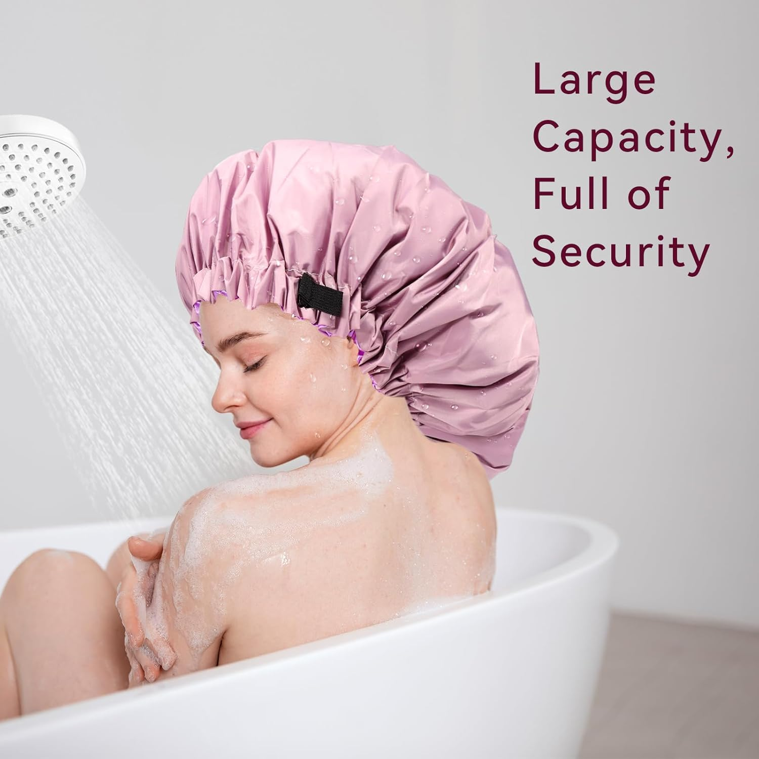 Extra Large Shower Cap,Adjustable Bath Cap,Jumbo Braids Shower Cap,Shower Caps for Women Reusable Waterproof (Purple) image number 5