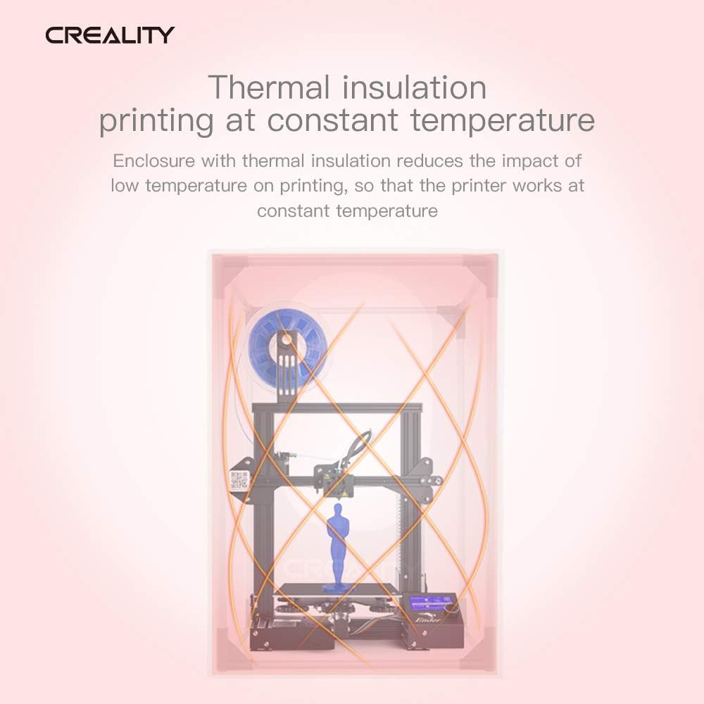 Official Creality Medium Size Fireproof and Dustproof 3D Printer Enclosure for Ender 3/Ender 3 V2/3 Pro/S1 Plus/Ender 5/5 Pro/Cr-10/V2/S/Ender 6/CR-6SE, Constant Temperature Protective Cover Room
