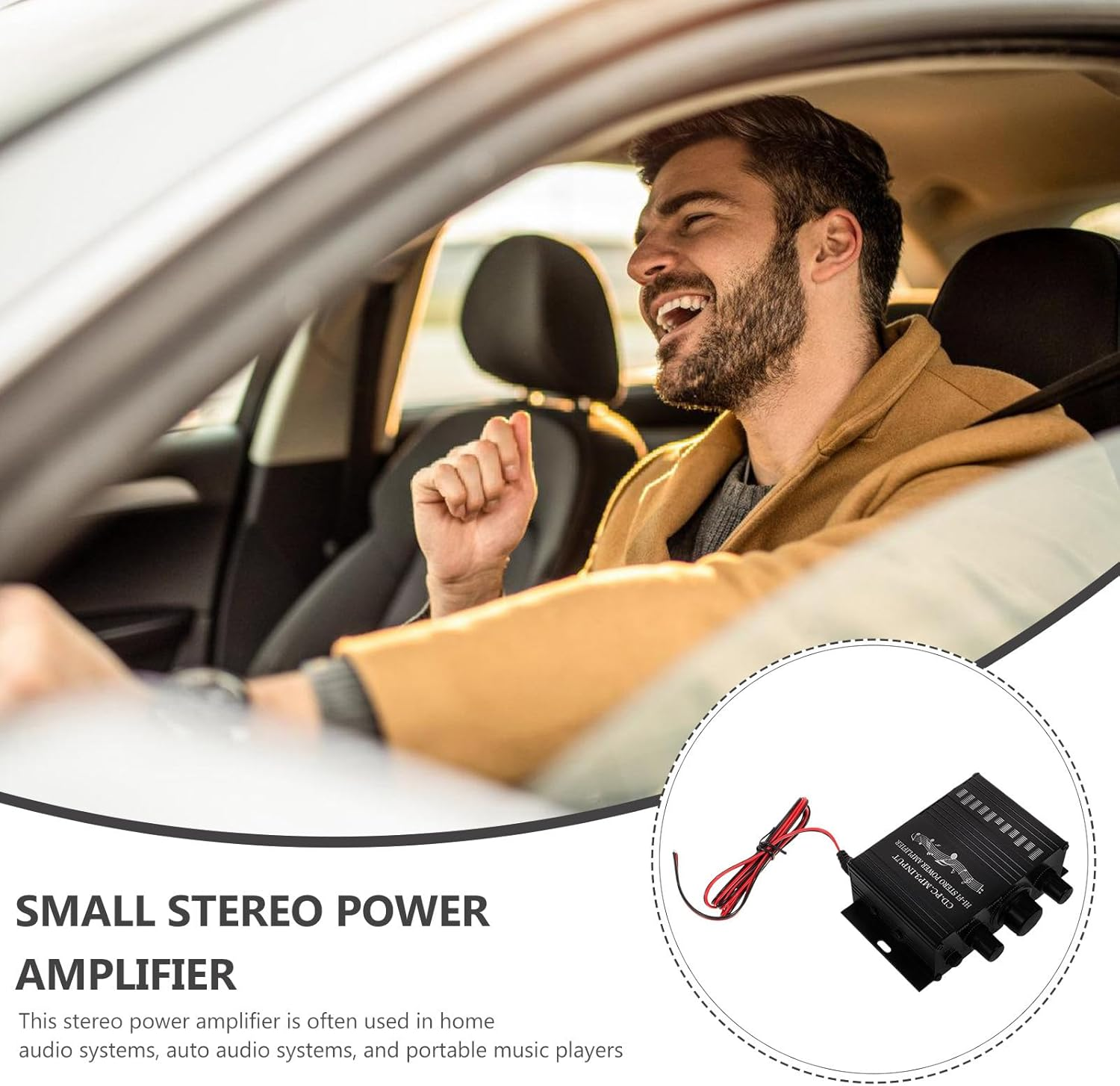 Toddmomy Mini Amplifier Car and Home Audio Stereo Amp with Dc Cable, Compact Black Power Amplifier for Portable Speaker Systems and Mp3 Players image number 5