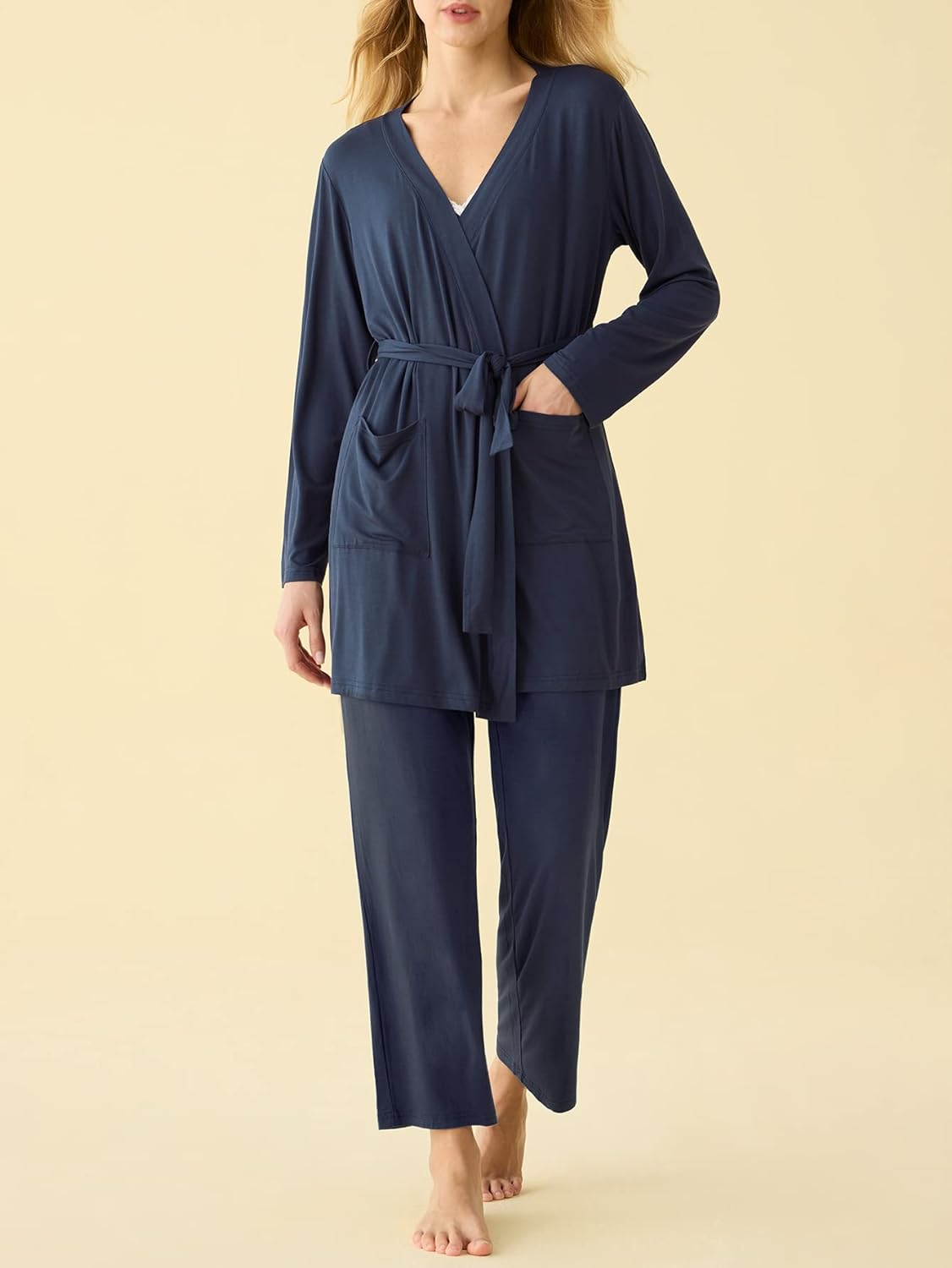 Latuza Women'S Bamboo Viscose 3 Piece Nursing Pajama Set with Robe image number 1