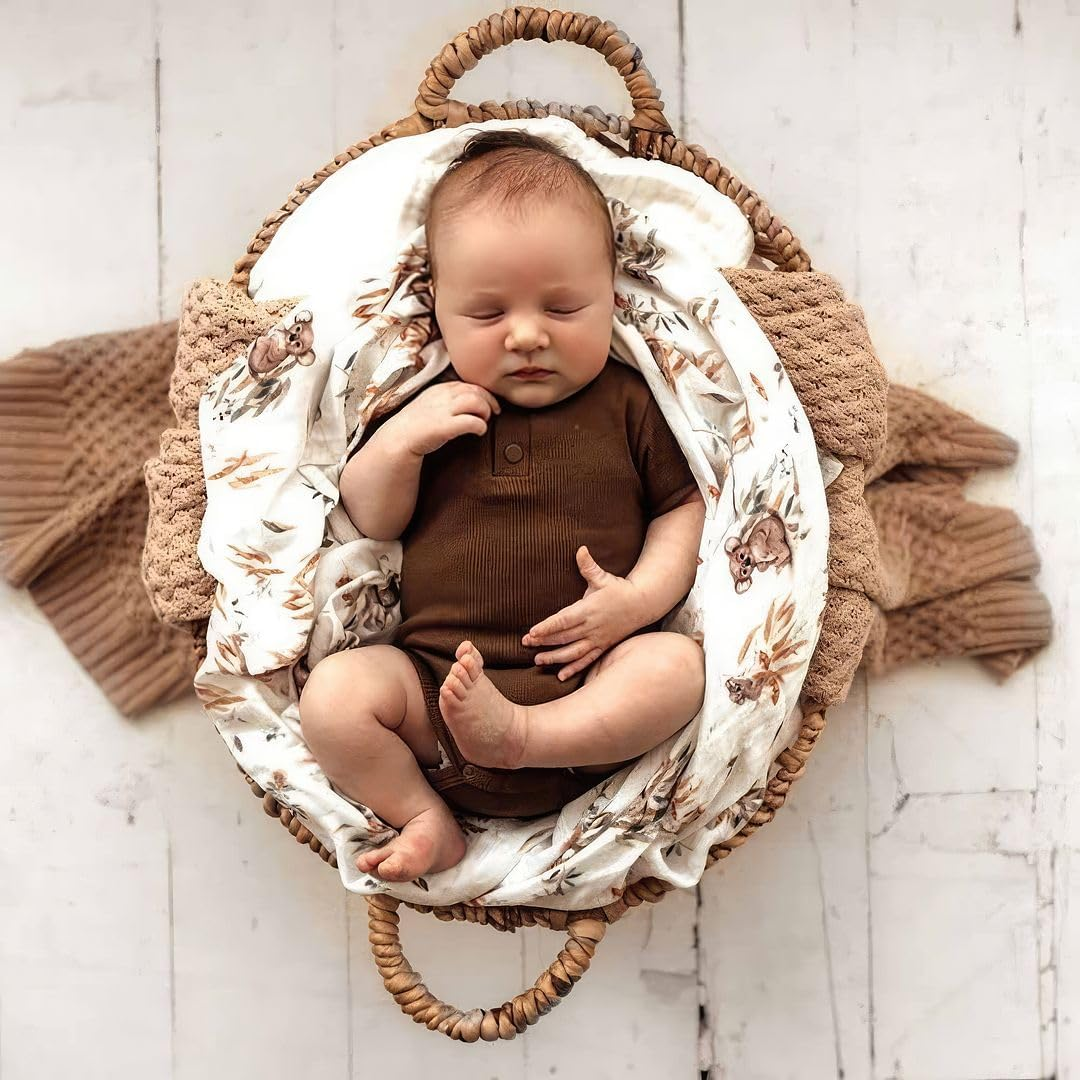 Snuggle Hunny Baby Swaddle Wrap - Soft Organic Cotton, Non-Stretchy Fabric Muslin, Multi-Purpose Baby Wrap for Swaddling &ndash; Ideal for Pram Cover, Koala - Navy image number 3