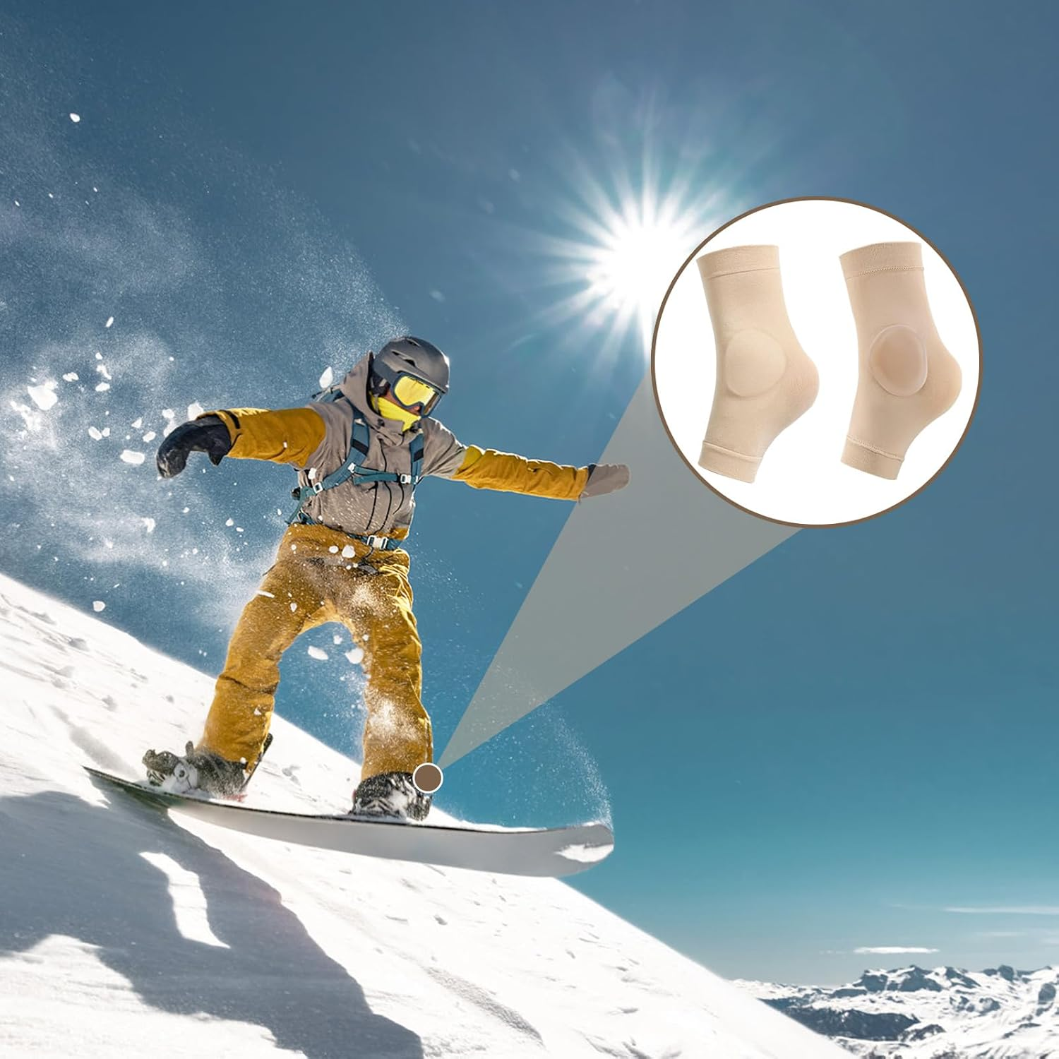 2 Pairs Ankle Protector Gel Sleeve, Malleolar Padded Skate Socks with Silicone Pads for Figure Skating, Roller, Hockey, Boots, Brace, Splints, Shoes, Ankle Support Cushion, Ankle image number 6