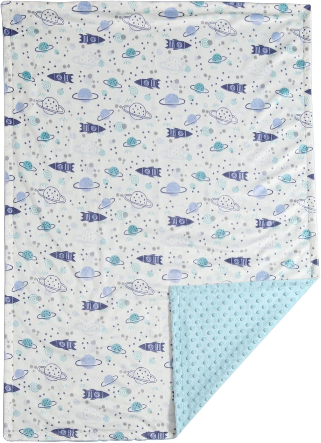 CREVENT Minky Baby Blanket for Girls Boys, Soft Plush Receiving Blanket for Newborns - 76X102Cm (Space) image number 4