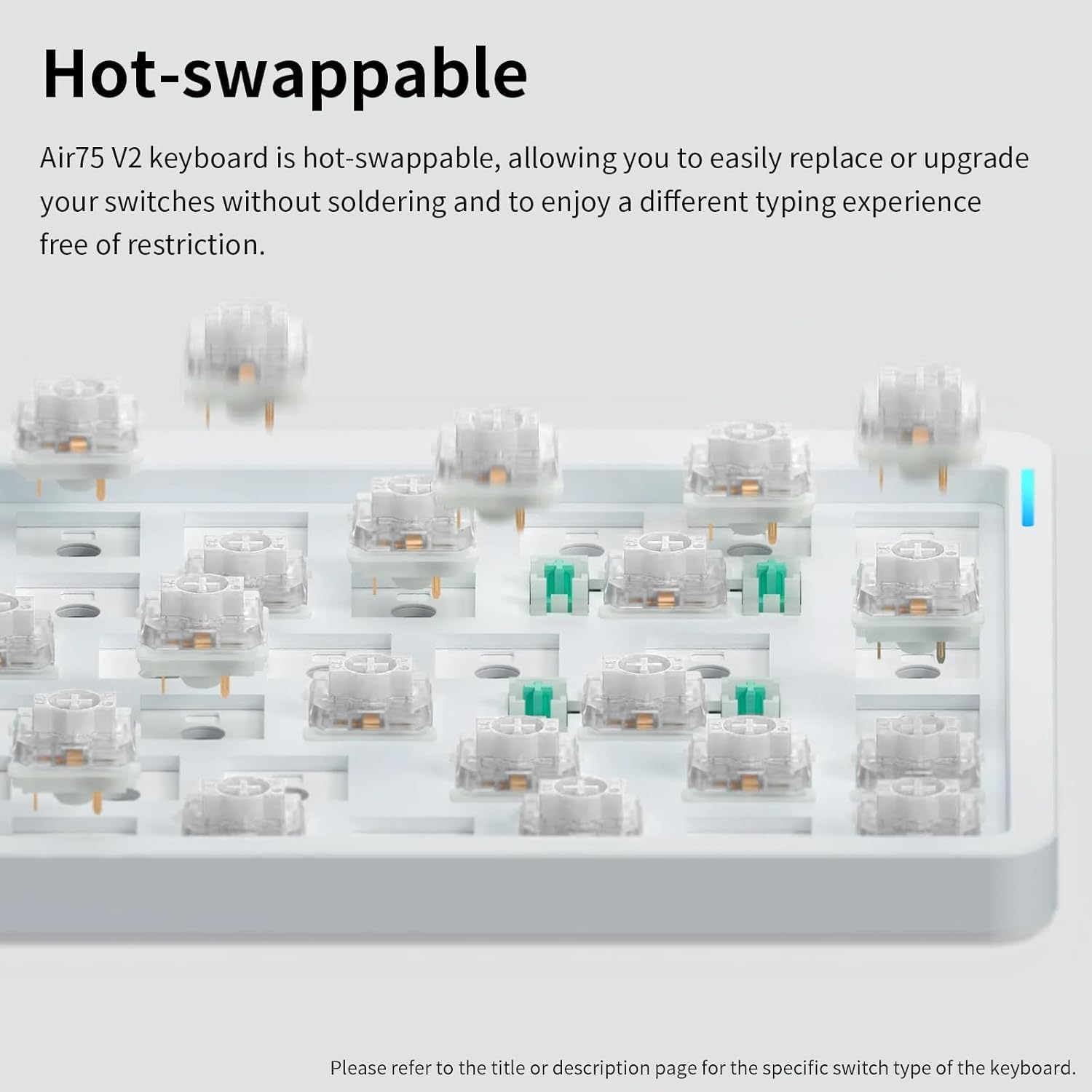 Nuphy Air75 V2 Portable 75% Mechanical Keyboard,Wireless Keyboard,Supports Bluetooth/2.4G/Usb-C RGB Bluetooth Keyboards,Compatible with Windows/Mac Os/Linux Systems-Gateron Blue Switch image number 1