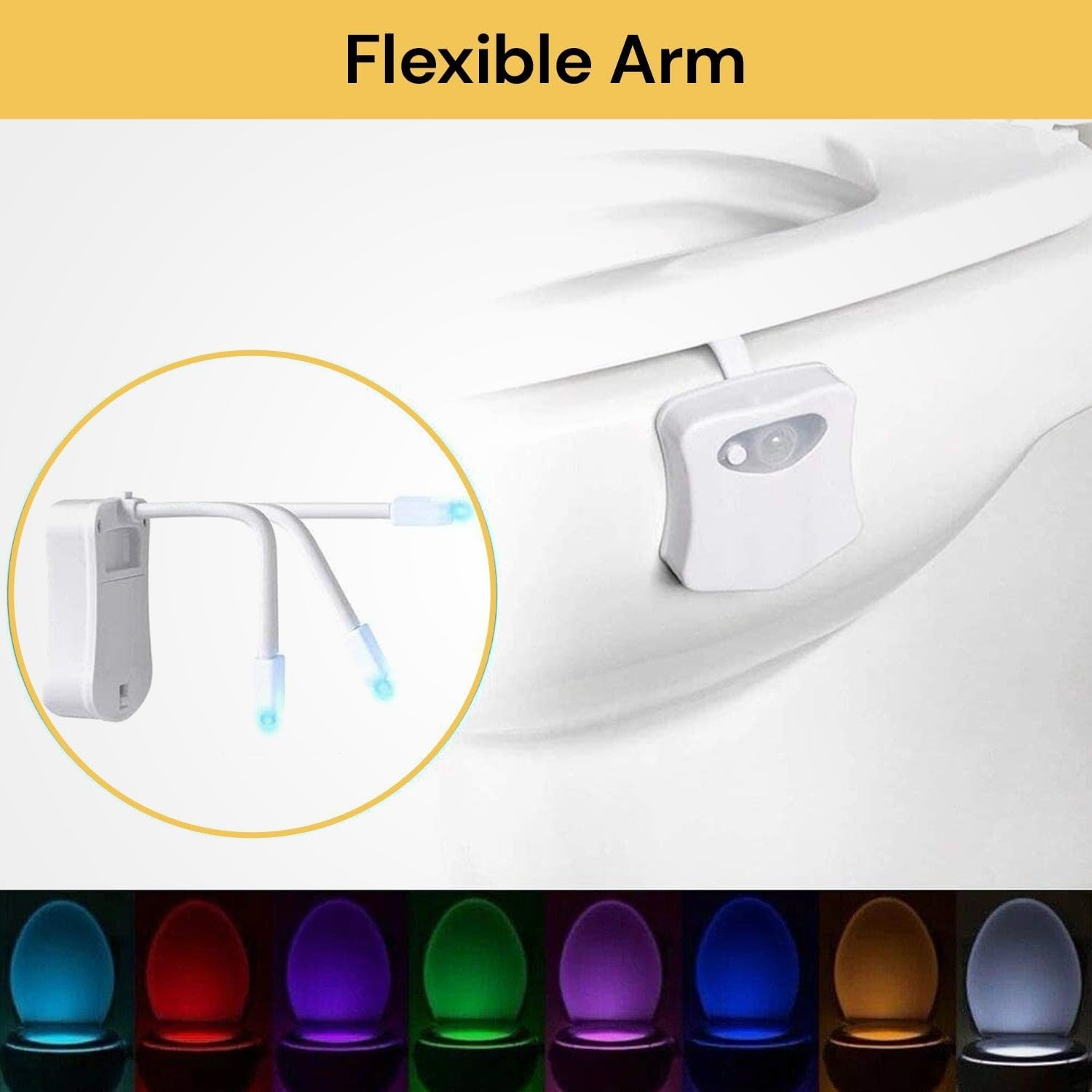 Spendeal 2 Pack Toilet Night Light, Toilet Bowl Light, Motion Sensor Activated LED Night Light, 8-Color Toilets Light up for Kids Bathroom Decor, Washroom, Cool Stuff Fit for Any