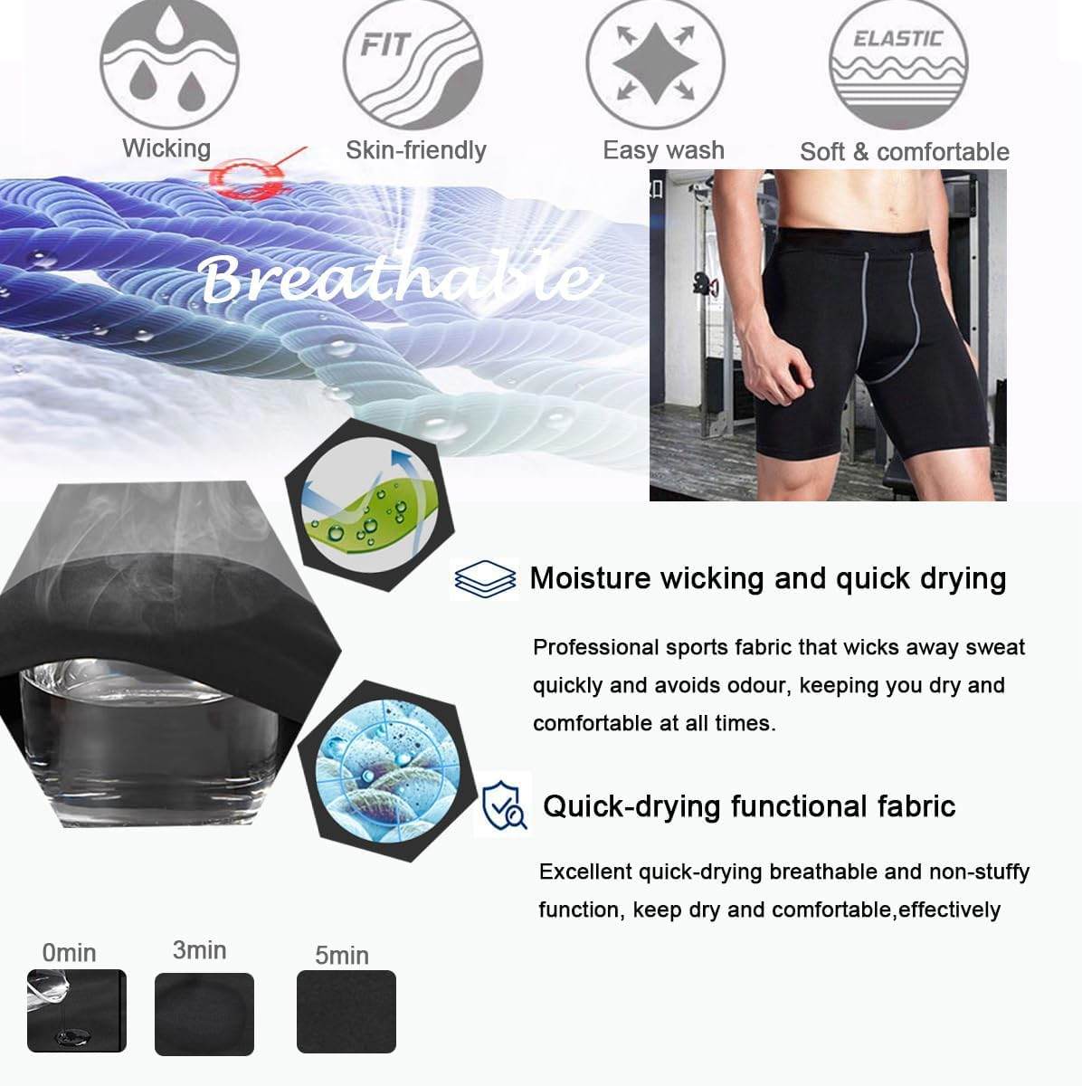 Men'S Compression Shorts Tight Base Layer Running Athletic Underwear Quick-Drying Sports Shorts Running Shorts