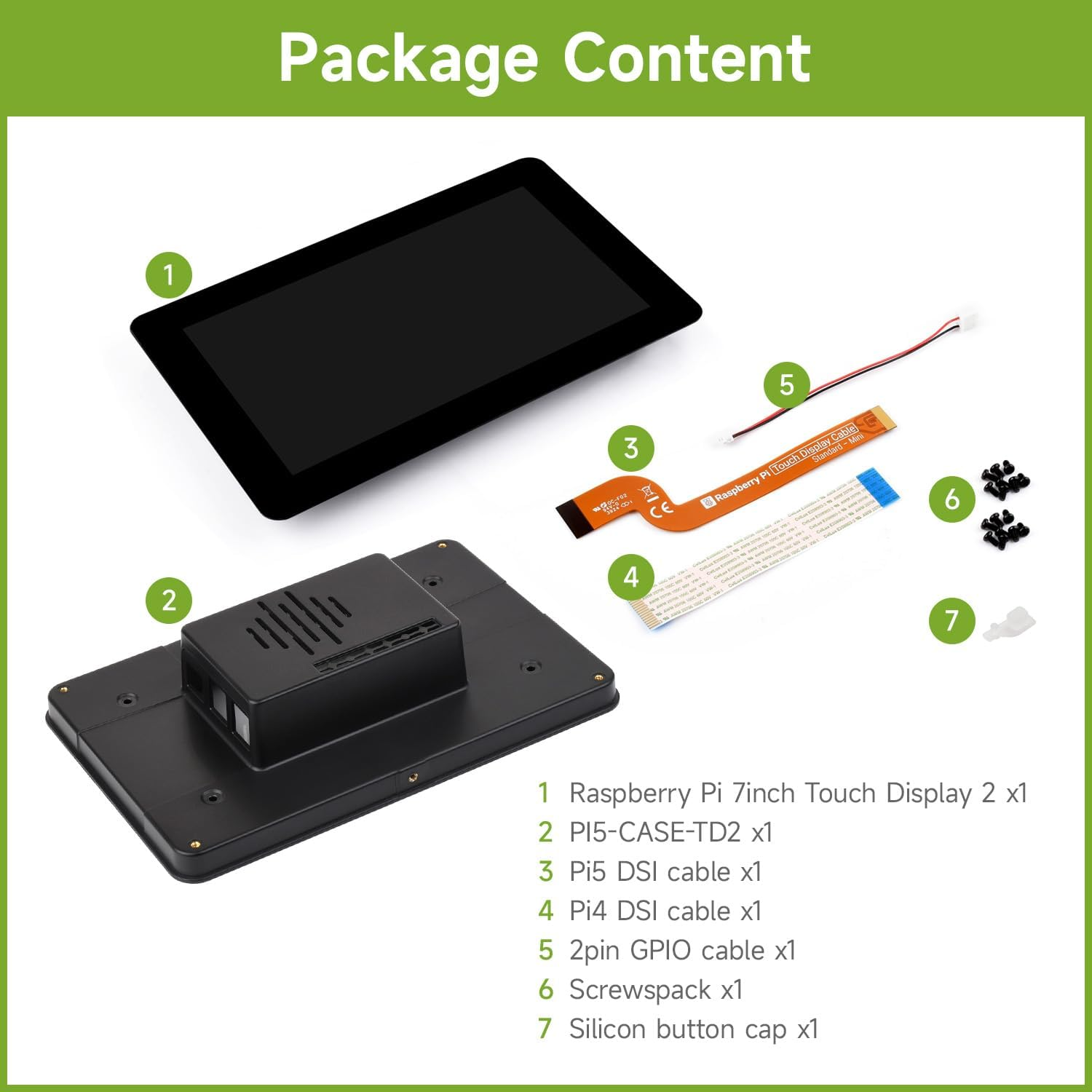 Waveshare Official 7Inch Capacitive Touch Display, Compatible with Raspberry Pi, 720 &times; 1280, IPS, DSI Interface, 5-Point Touch, Comes with Protective Case image number 1