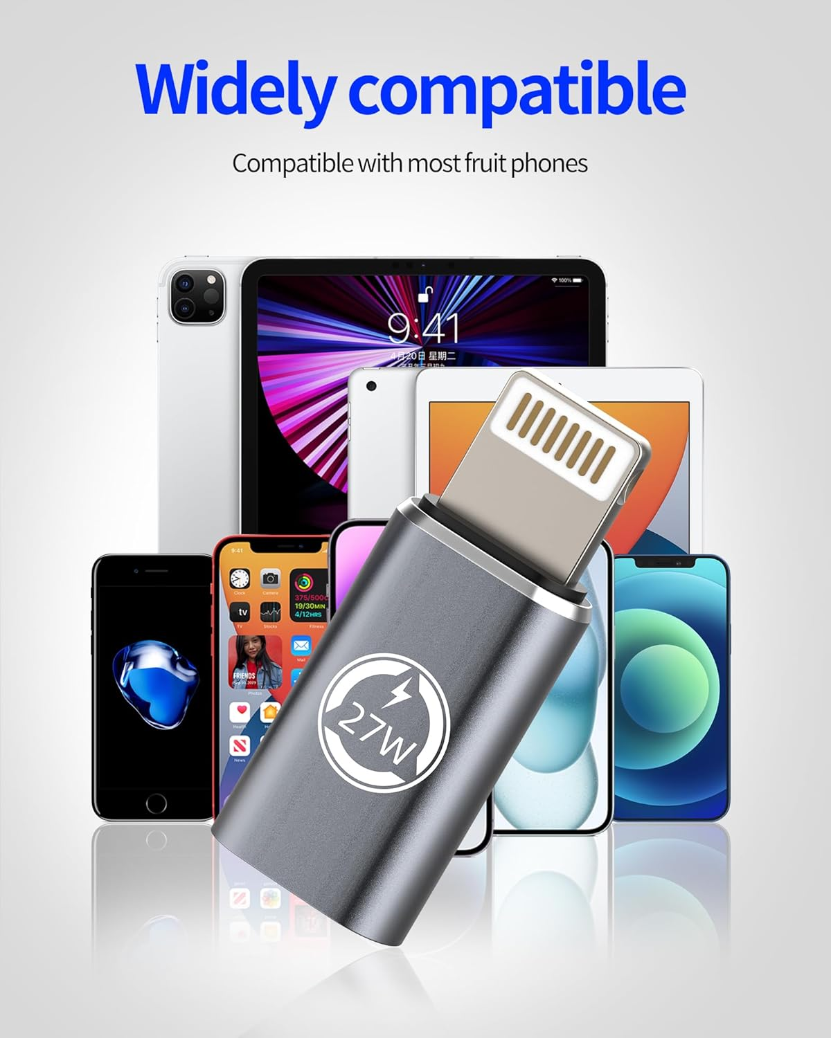 27W USB C Female to Lightning Male Adapter(3 Pack)Fast Charger for Iphone 14 13 12 Pro Max Converter for Apple Type C Cable Port Adaptor for Ipad PD Power Transfer Dongle Charging Adaptador Connector image number 2