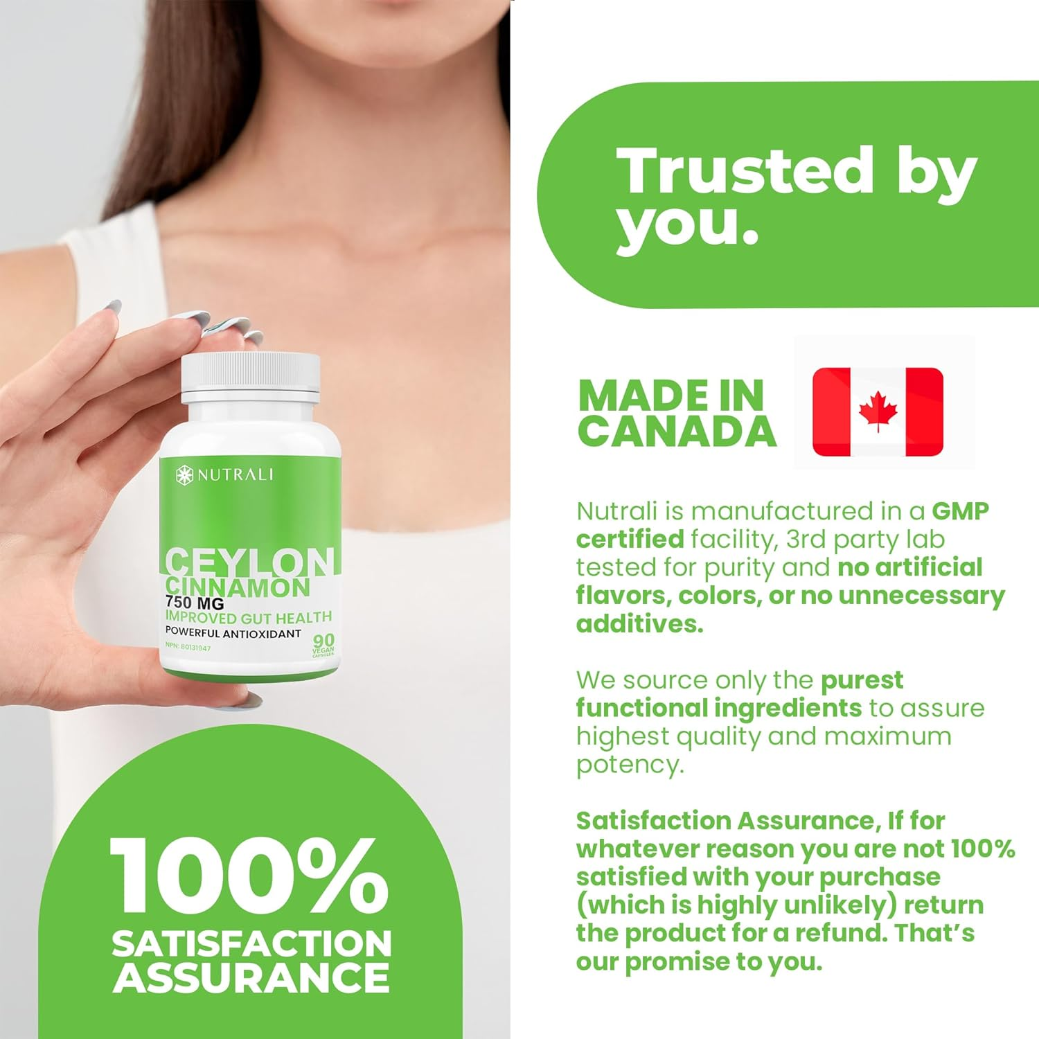 NEW HIGHEST POTENCY Ceylon Cinnamon 750Mg, Helps Lower Blood Sugar Levels, Pure Organic Ceylon Cinnamon Powder, Improved Gut Health, Boosts Metabolism, Eases Digestion, and Bloating, Non-Gmo, Gluten-Free, 90 Ceylon Cinnamon Capsules image number 4