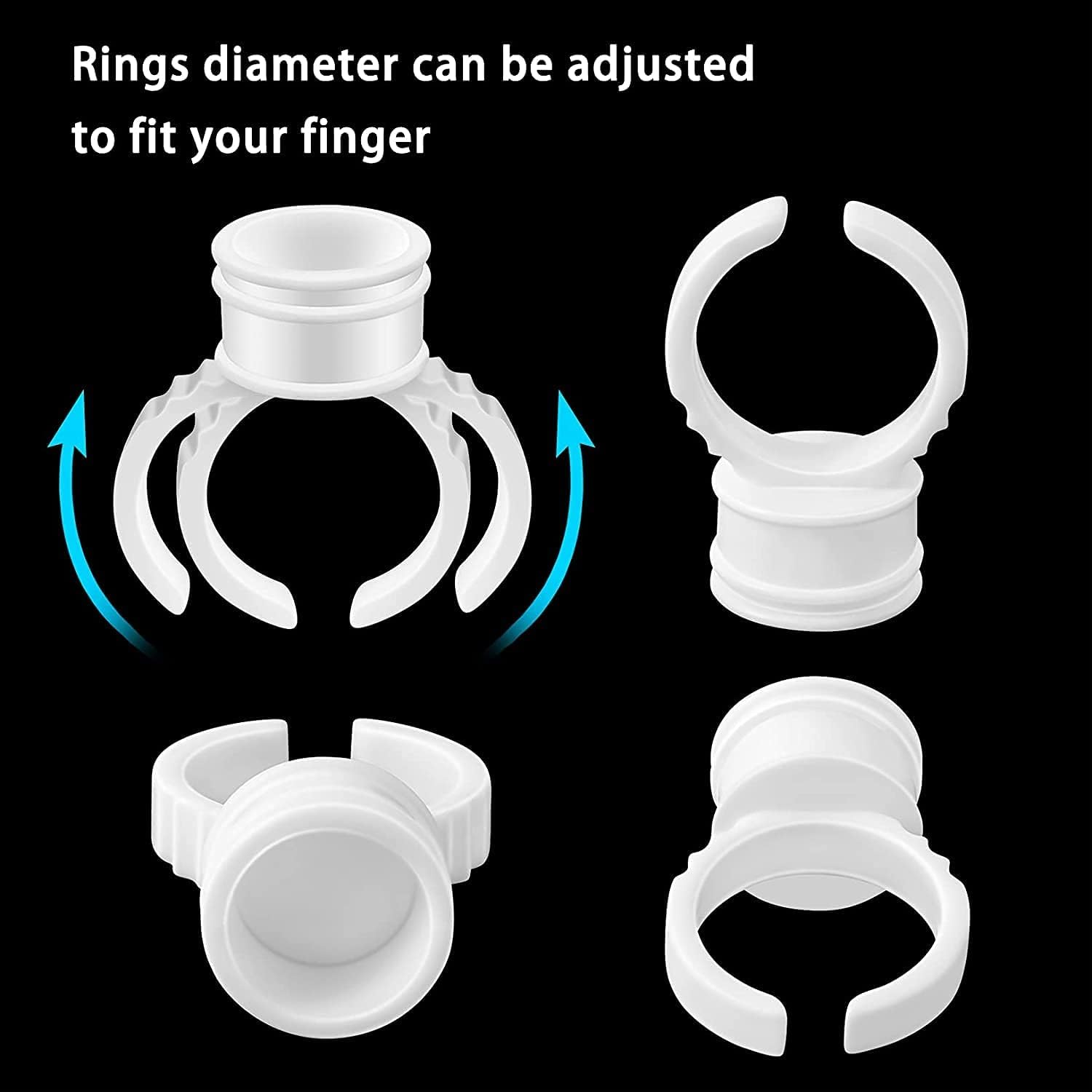 Pigment Rings - WANXINPT 100PCS Lash Glue Rings for Eyelash Extensions - Professional Disposable Glue Holder with Anti-Spill Design | Tattoo Ink & Nail Art Ring Palette (White) image number 6