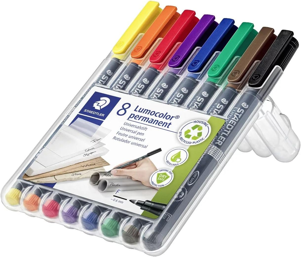 Staedtler Lumocolor 318 Permanent Fine Tip Marker Pen, Assorted (Pack of 8) image number 5