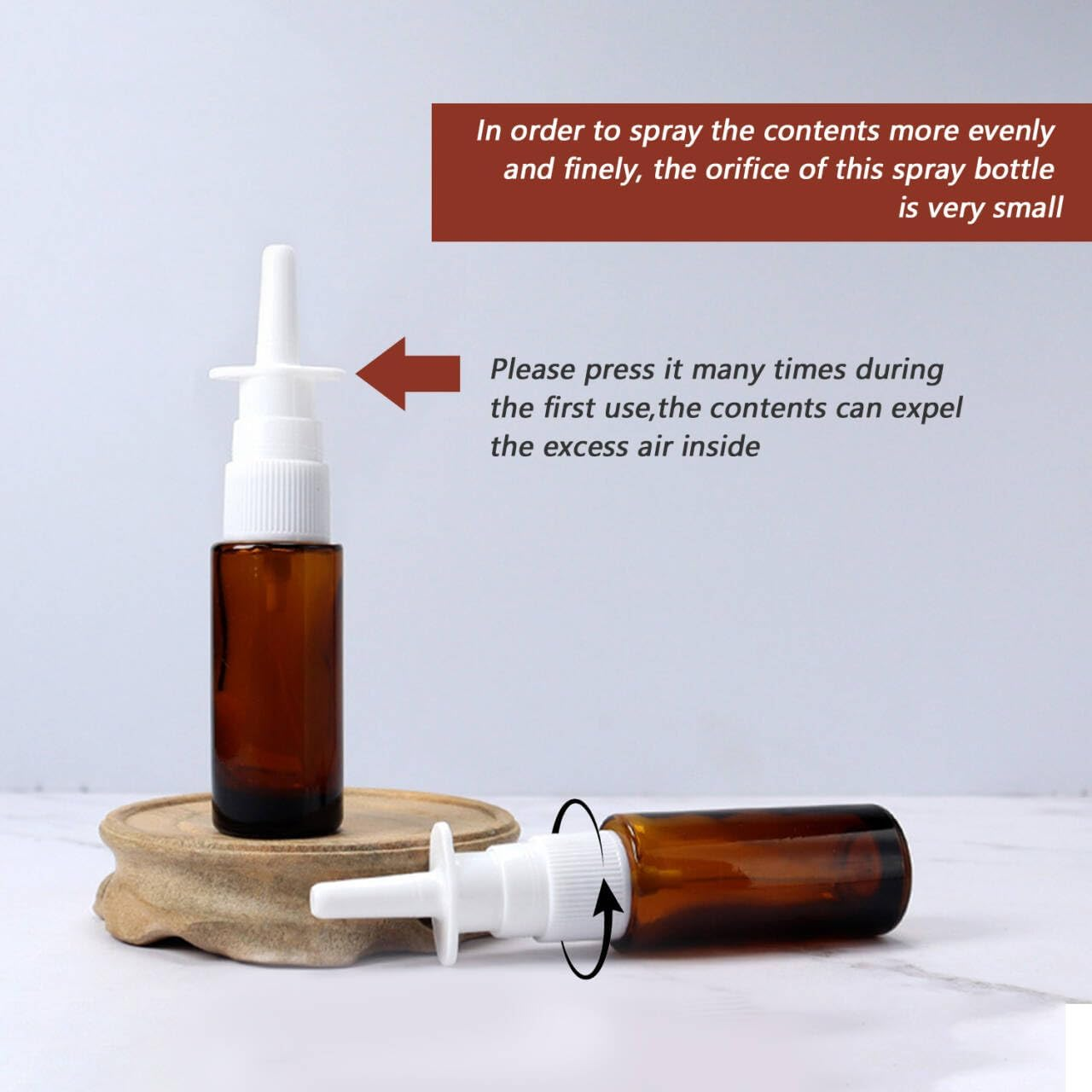 QUUPY 12PCS Plastic Refillable Amber Nasal Sprayer Spray Bottles Sprayer Jar Pot Container for Makeup Water Medical Use Perfumes Essential Oils Travel (10Ml/0.34Oz), N, 30Ml/1Oz image number 4