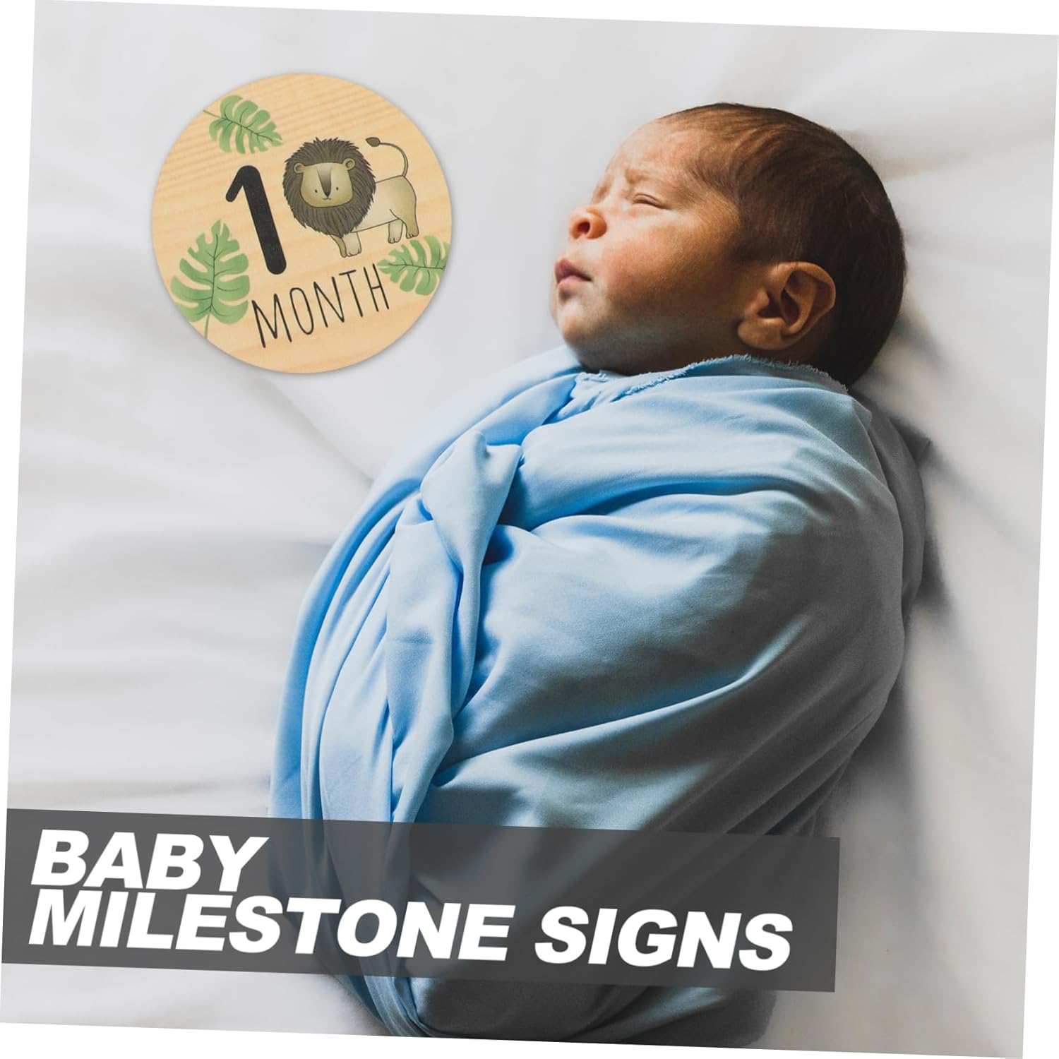 7Pcs Wooden Milestone Signs Double Sided Monthly Cards with Cartoon Animals Lightweight Birth Announcement Board for Newborn Photos and Nursery Decoration image number 3