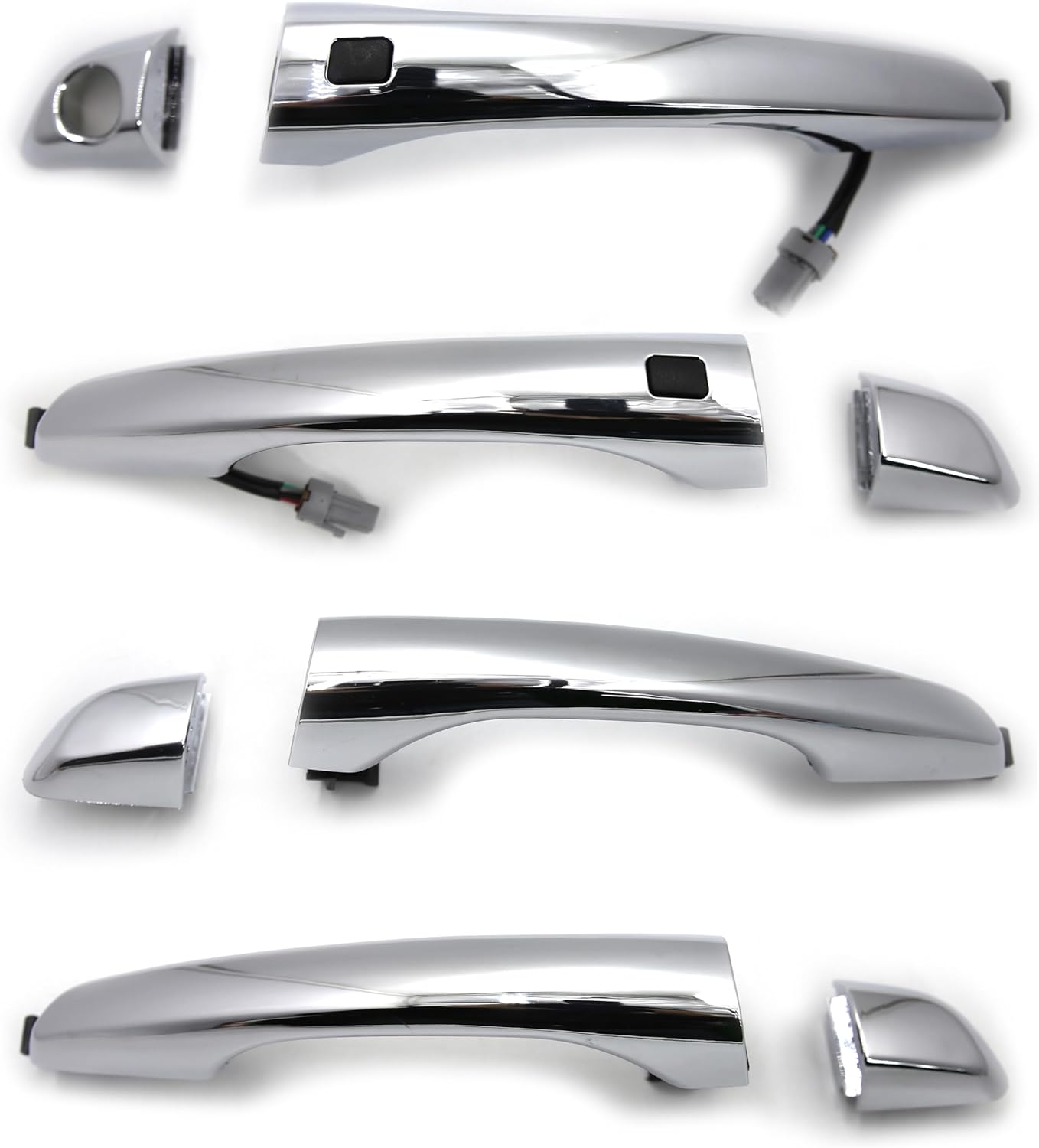 Otois 8Pcs Chrome Exterior Door Handle Keyless Entry Smart Key Type Set Automotive Replacement Parts for Hyundai Elantra 2017 2020 image number 1