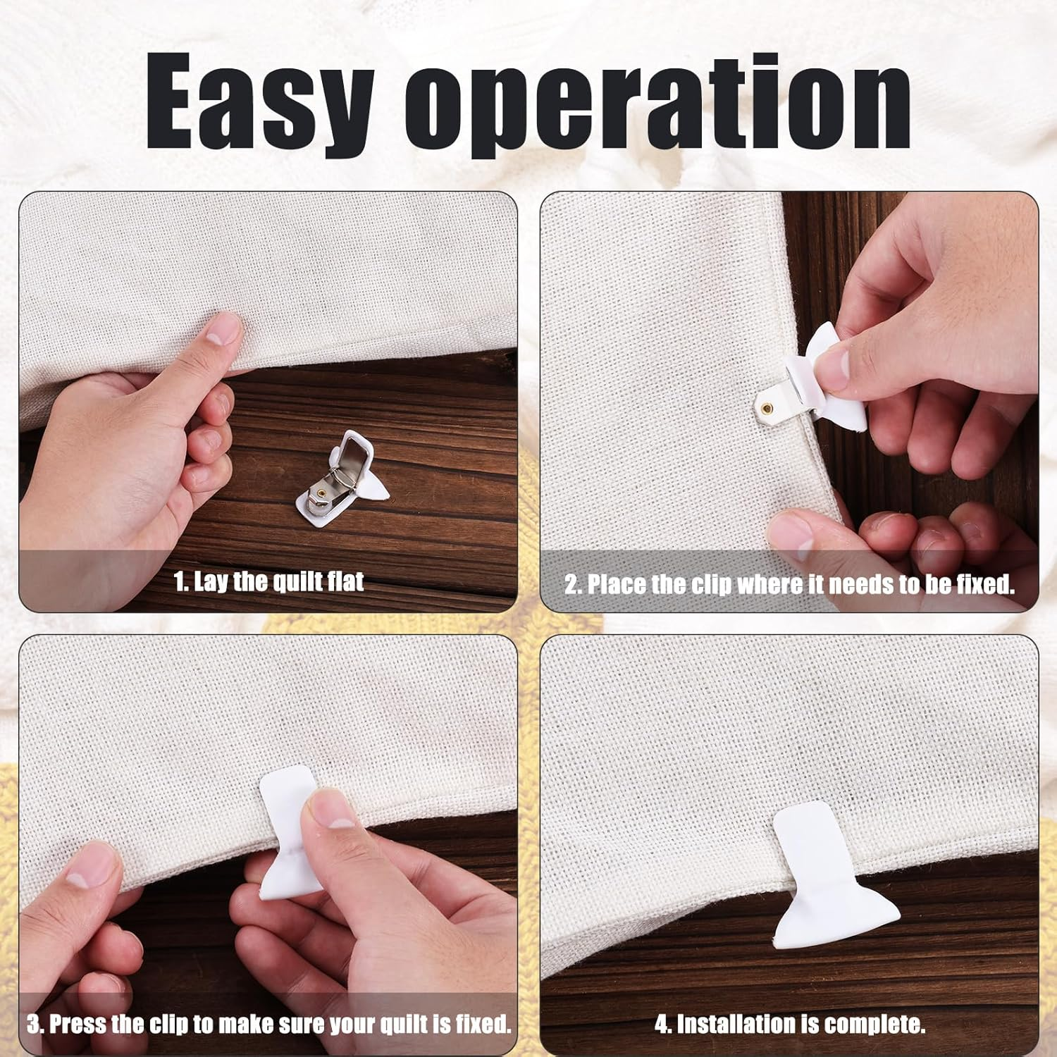 Gosknor 14Pcs Duvet Clips for Comforter Inside, Quickly Install Comforter Blanket Fasteners Strong Hold Padded Clips Quilt Clips Duvet Snaps Bedding Accessories to Prevent Comforter from Shifting image number 3