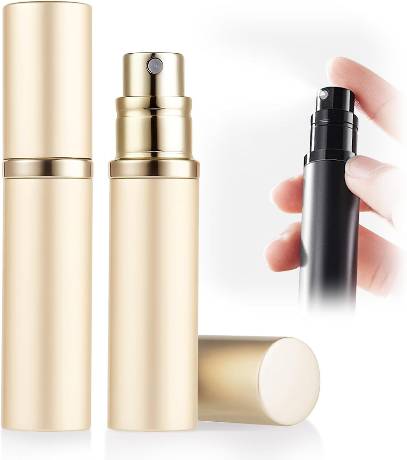 ASADAYS Portable Perfume Atomizer, Refillable Empty Travel Spray Bottle, Nano Mist Bottle, Bottom, Mini Atomizer, Pocket Size, Women and Men (Classic, C.G-2P)