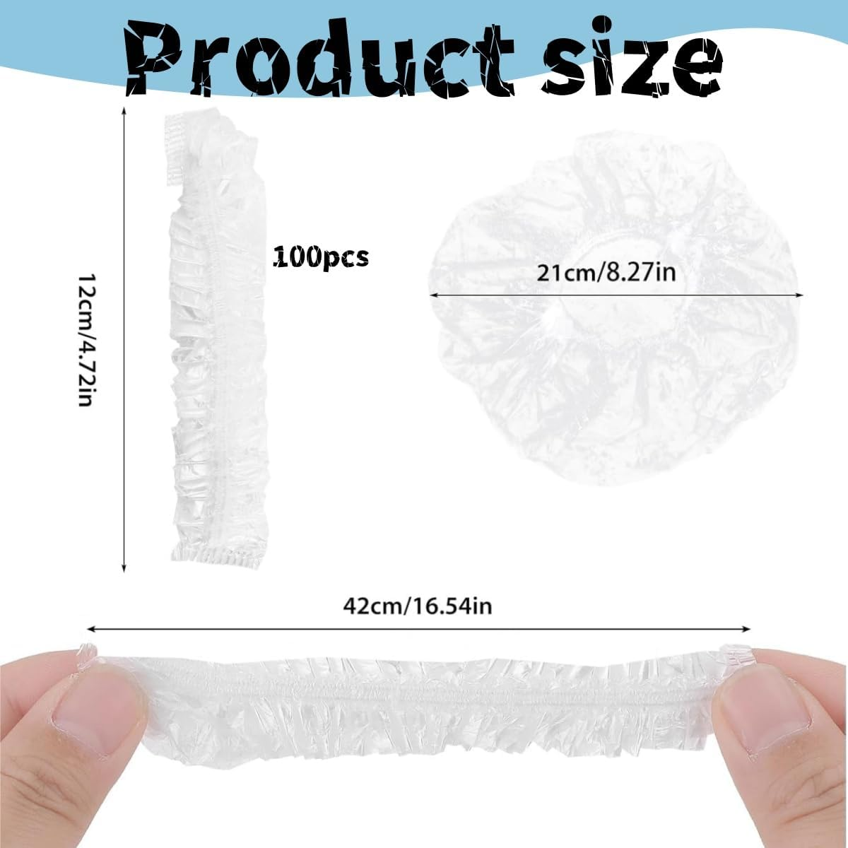 100 Reusable Zxjsisy Transparent Waterproof Shower Caps, Suitable for Women, Hair Care, Spa, Home Use, Portable Travel image number 3