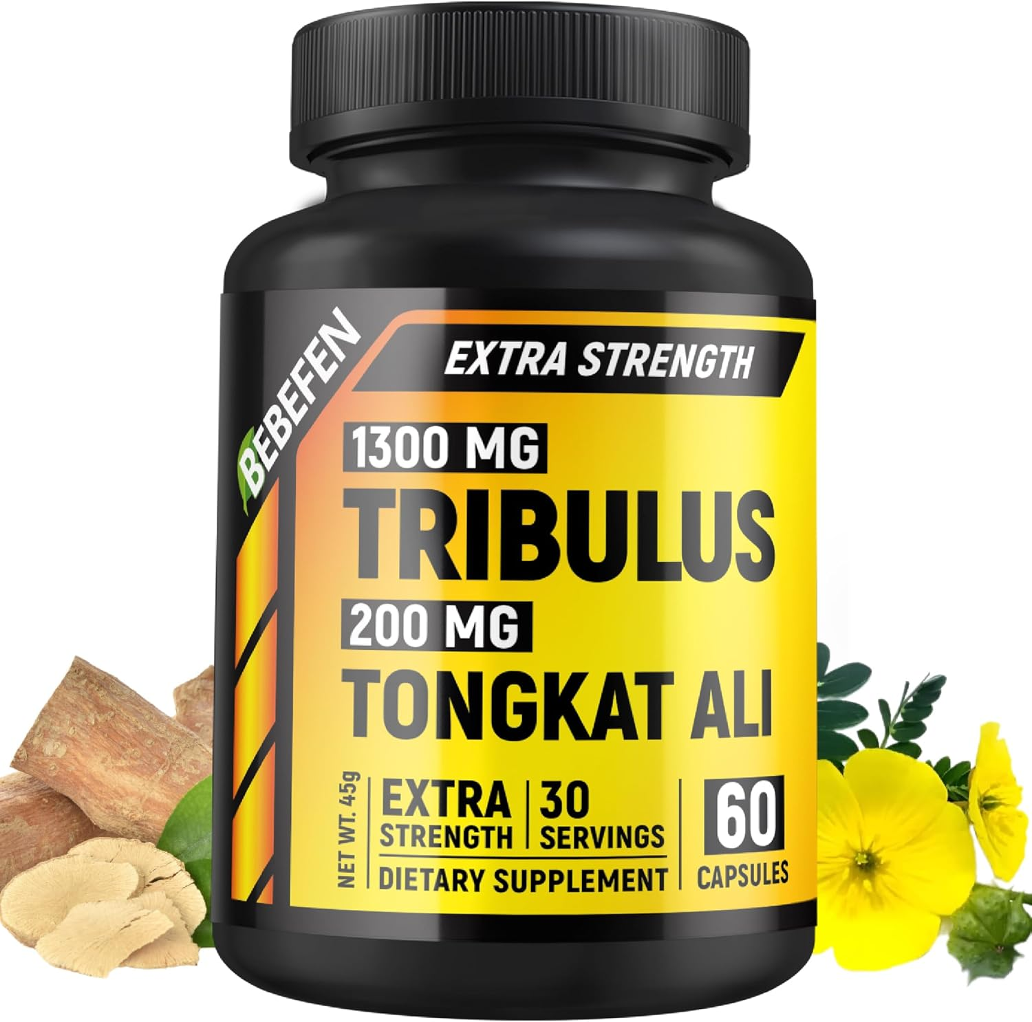 Tribulus Terrestris and Tongkat Ali Capsules - Tribulus Enhanced with Tongkat Ali Extract Supplement for Men - Zero Fillers - Non-Gmo (60 Capsules) image number 4