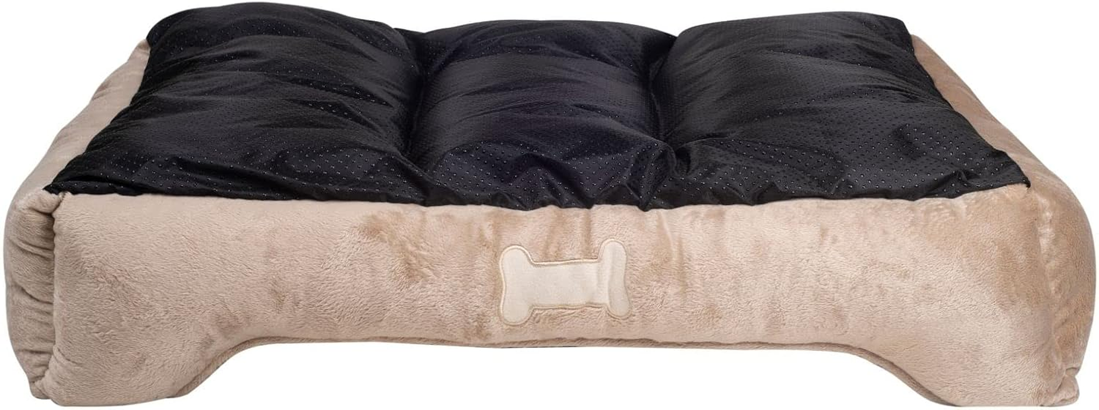 Long Rich Textiles Classic Solid Rectangle Dog and Pet Bed, Large, Tan/Taupe/Camel by Happycare Textiles, 24"X34" image number 1