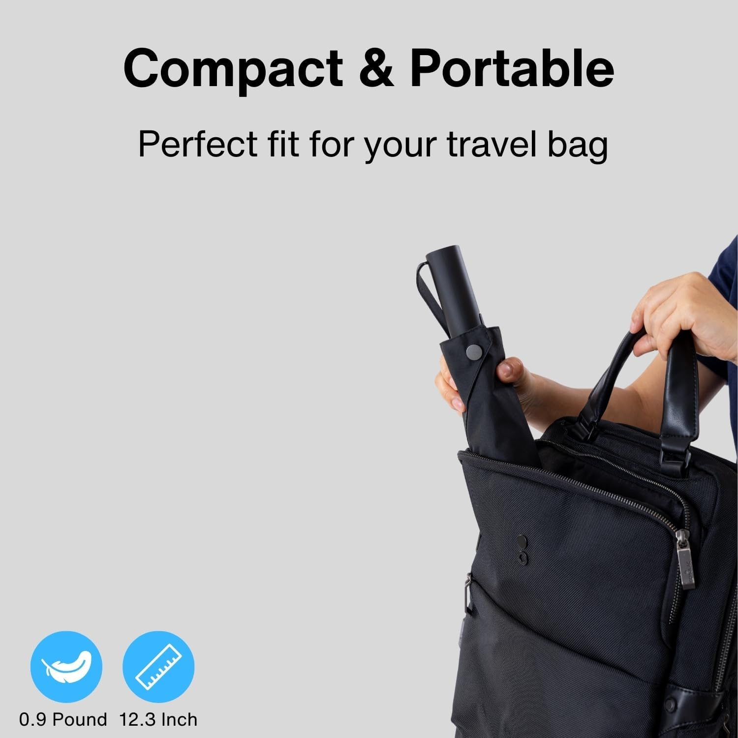 FANACAN Fold in 3 Seconds Shape Memory Folding Umbrella, Golf Umbrella Windproof and Rainproof Strong, One-Touch Automatic Open and Close Umbrella for Mens, Black image number 4