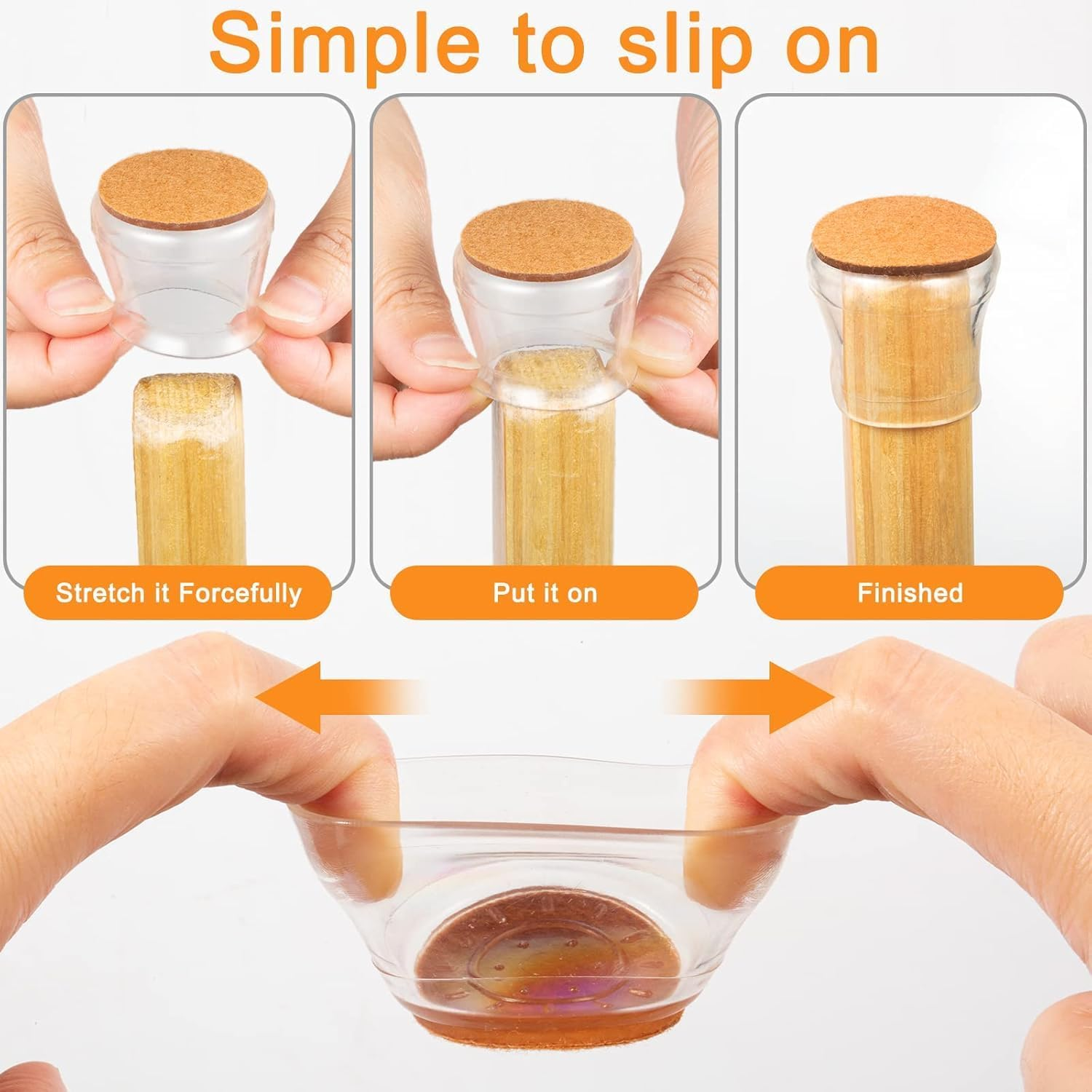 32 Pcs Silicone Chair Leg Floor Protectors, Chair Leg Protectors for Hardwood and Tile Floors, Felt Bottom Furniture Leg Caps Non Slip, Protect Furniture Wood Tile Floors from Scratches and Noise image number 5