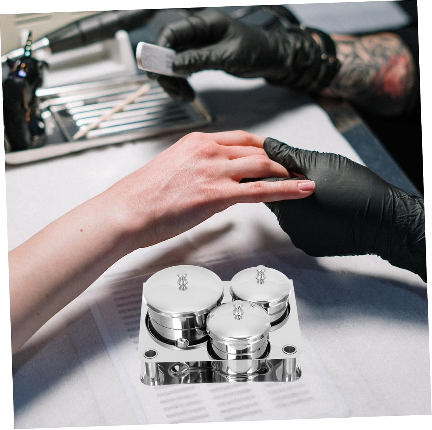 Zerodeko Manicure Kit of Stainless Steel Cups Nail Art Cup Powder Mixing for Nail Gel Salon