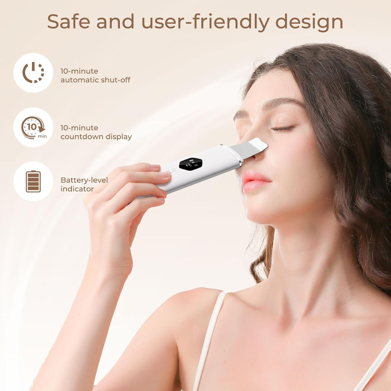 CARER SPARK Skin Scrubber Ultrasonic Exfoliator for Face Blackhead Remover with 4 Modes LED Display, 10 Minutes Auto Shut-Off for Deep Cleaning, Blackhead Removal, USB Charging image number 6