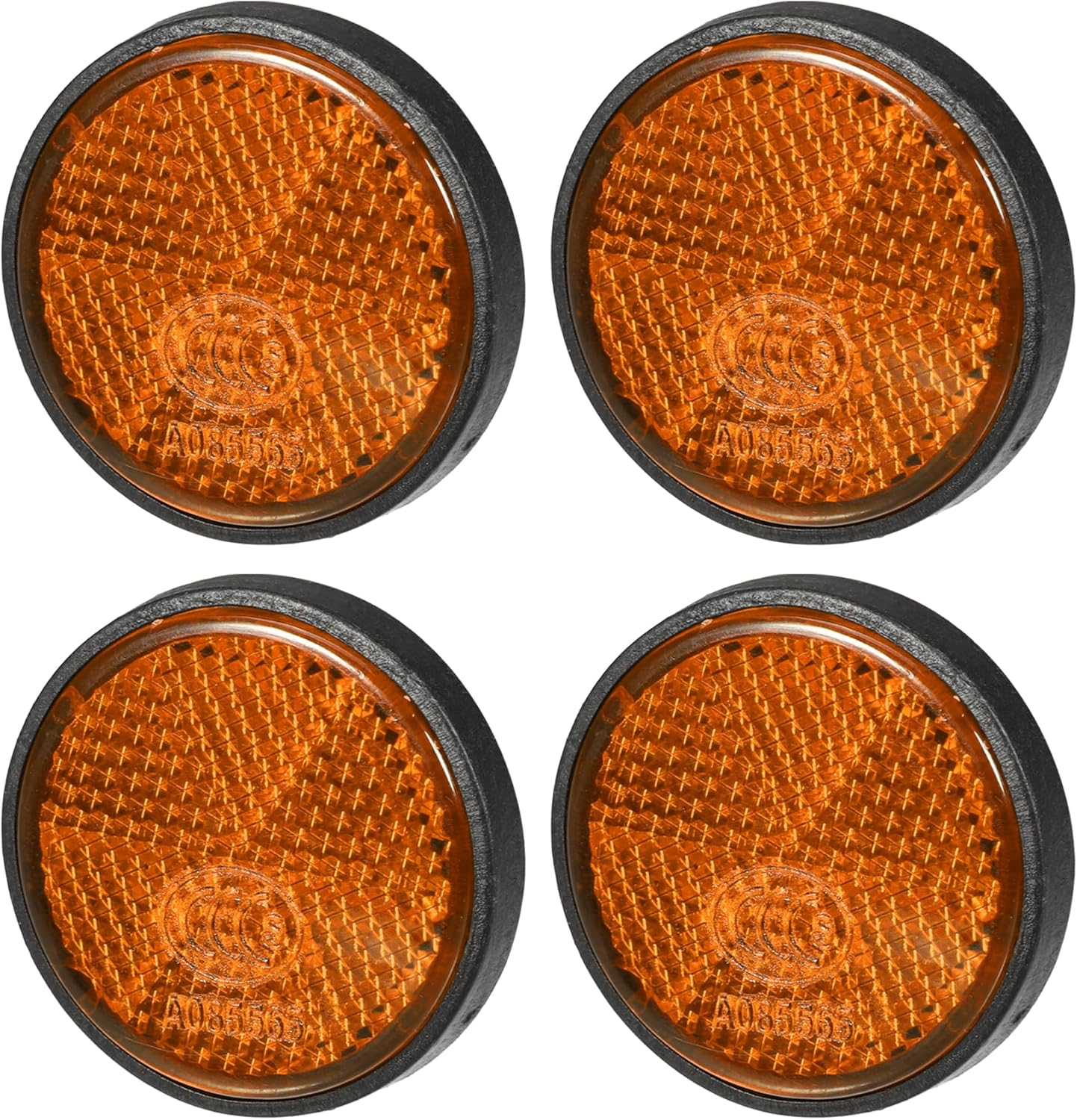 X AUTOHAUX 4Pcs 1.73"X0.31" Universal Reflector - round Motorcycle Bike Safety Reflector Increase Visibility and Safety on the Road - Plastic Orange for Car image number 1