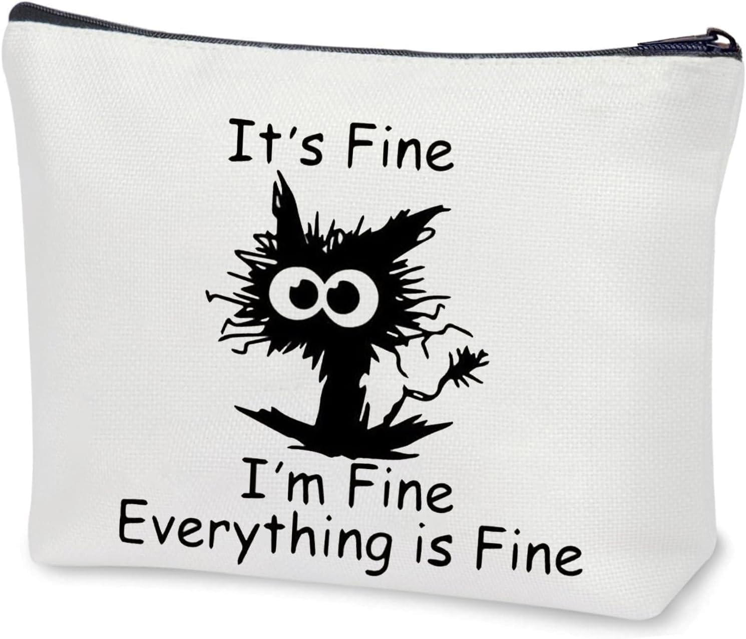 Cat Lover Gift Funny Black Cat Makeup Bag It'S Fine I'M Fine Everything Is Fine Cosmetic Bag Pocket Bag Pouch (It'S Fine MB-AU) image number 5