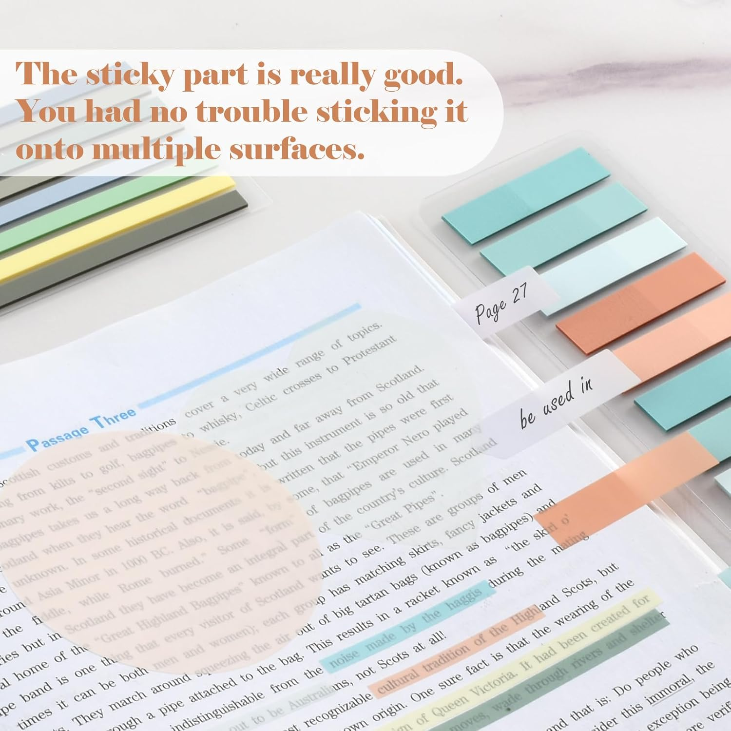 BAYTORY 1060 Sheets Transparent Sticky Tabs, Clear Sticky Notes Markers Index Tabs, Tape Flags for Book Annotation, Aesthetic School Stationary Supplies, Planner Accessories image number 3